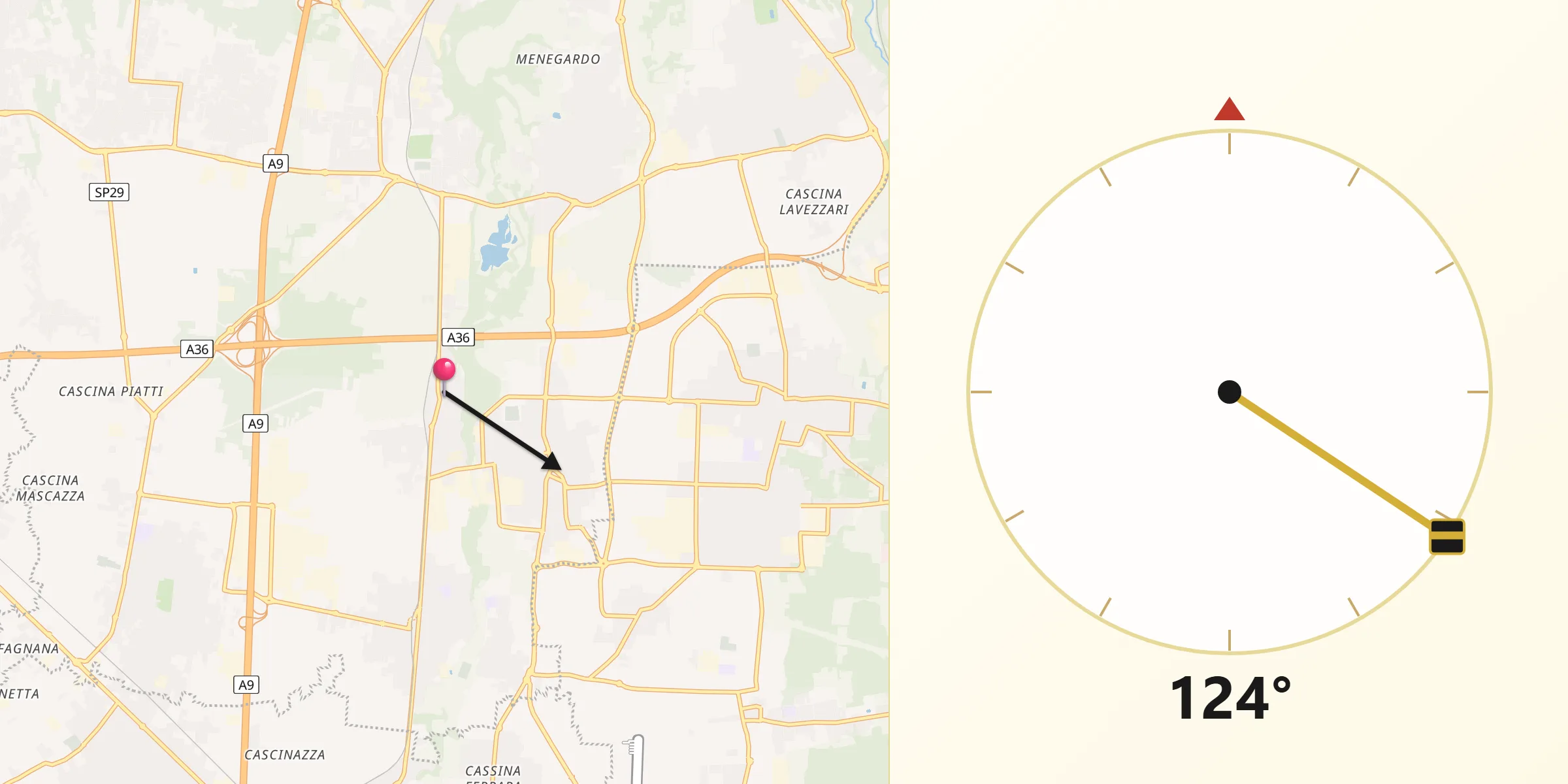 Direzione della Qibla da Manera