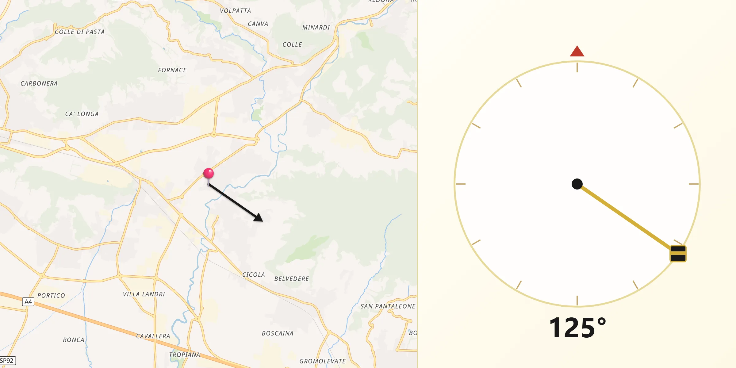 Direzione della Qibla da Gorlago