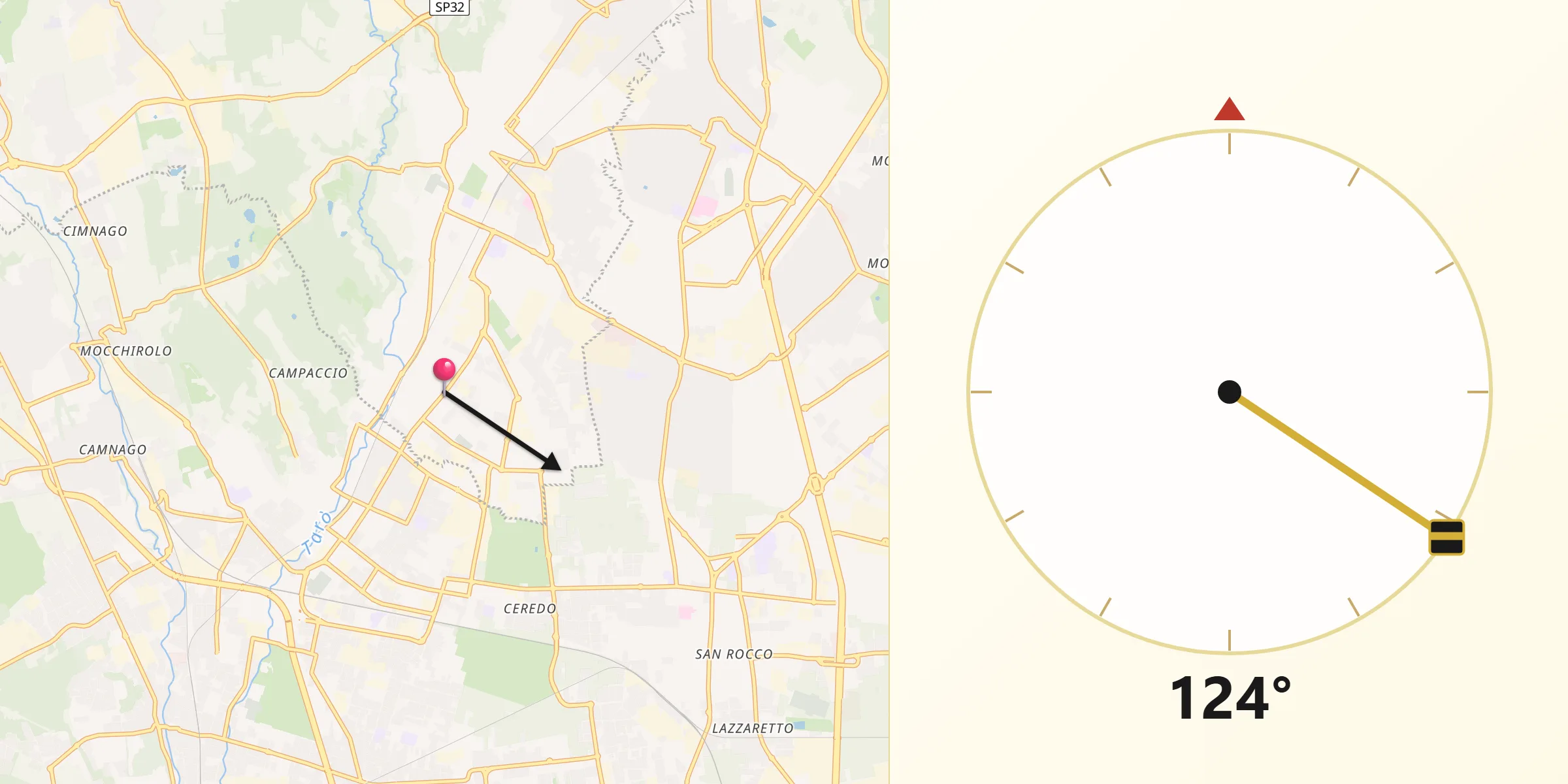 Direzione della Qibla da Cabiate