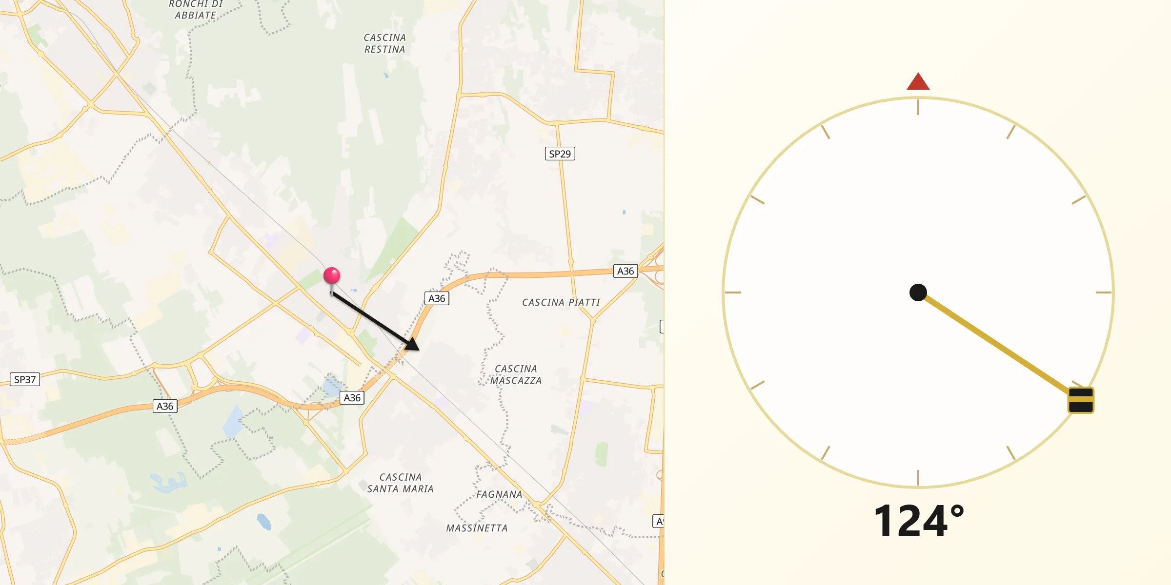 Direzione della Qibla da Mozzate