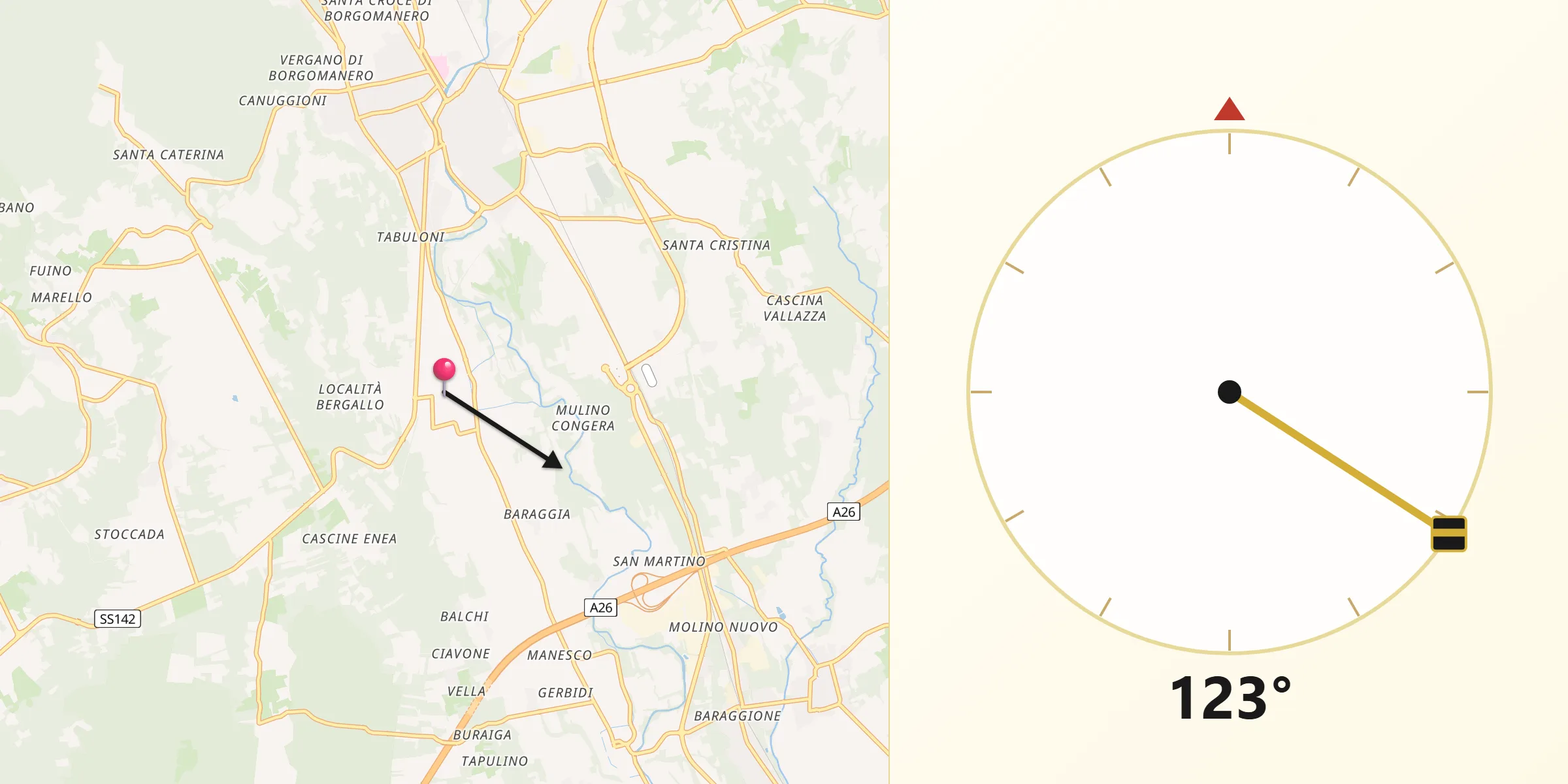 Direzione della Qibla da Cureggio
