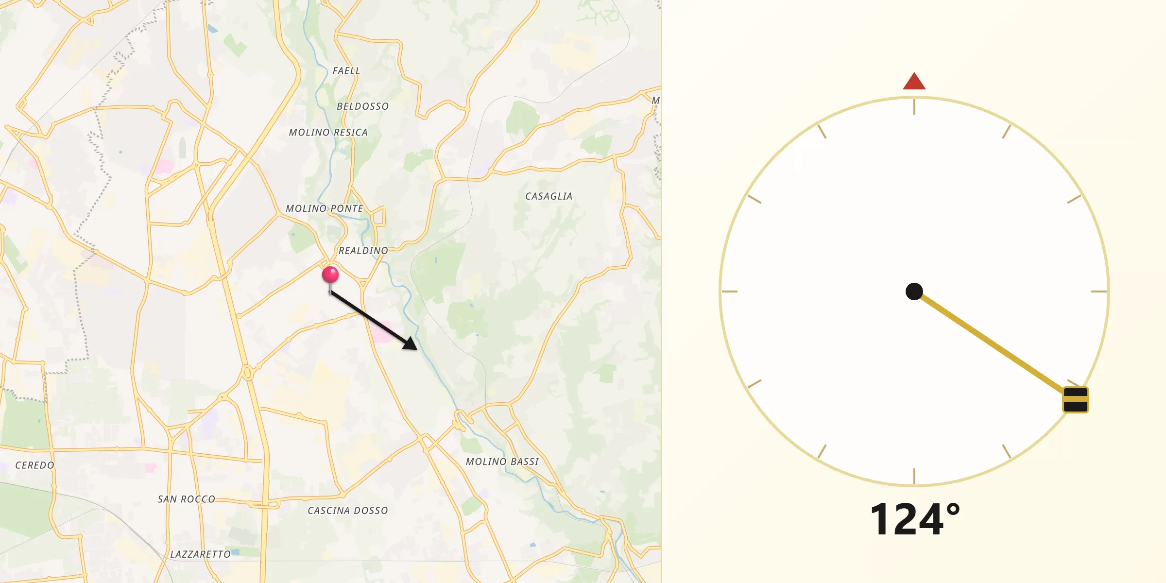 Direzione della Qibla da Carate Brianza