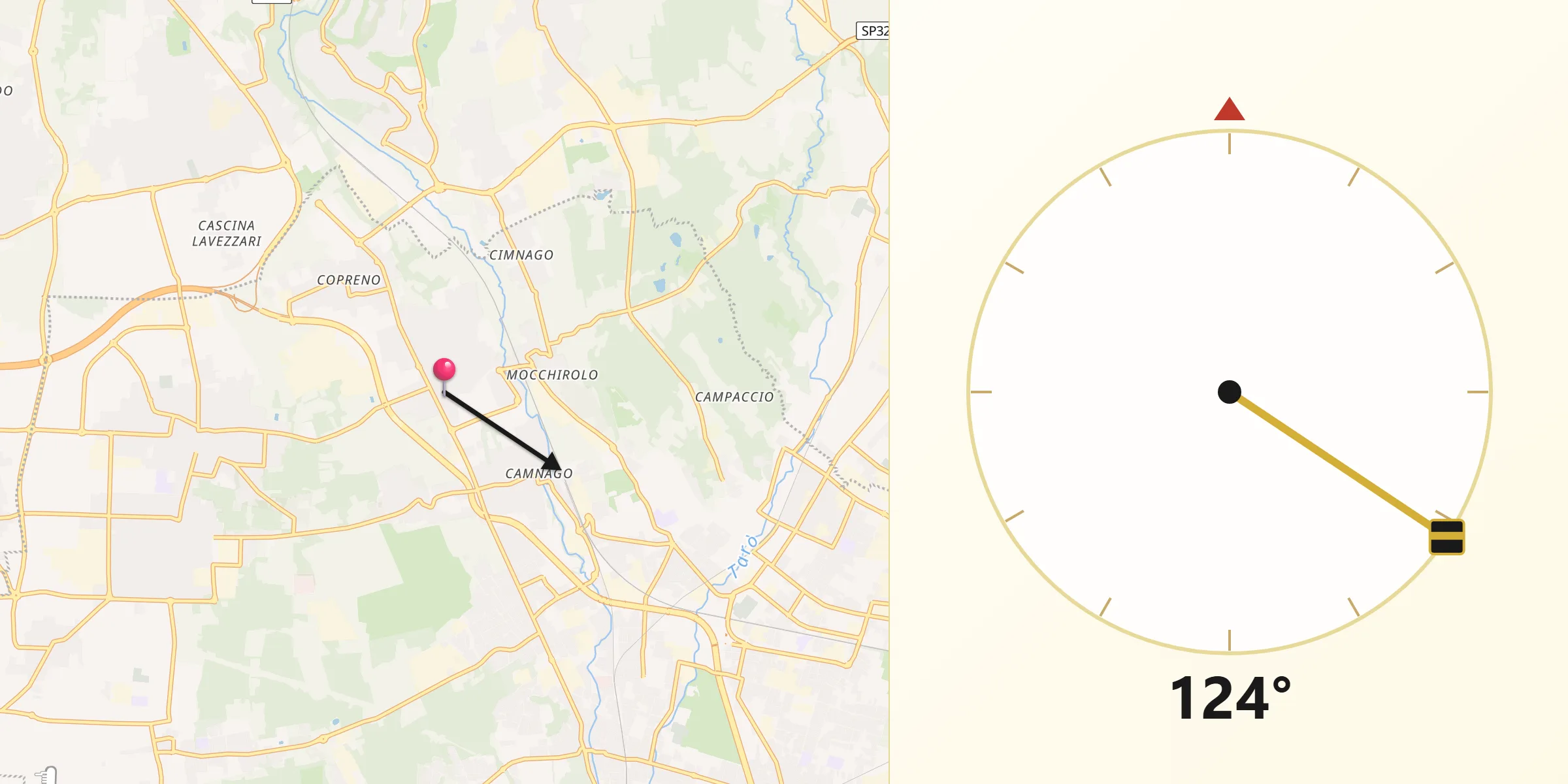 Direzione della Qibla da Lentate sul Seveso