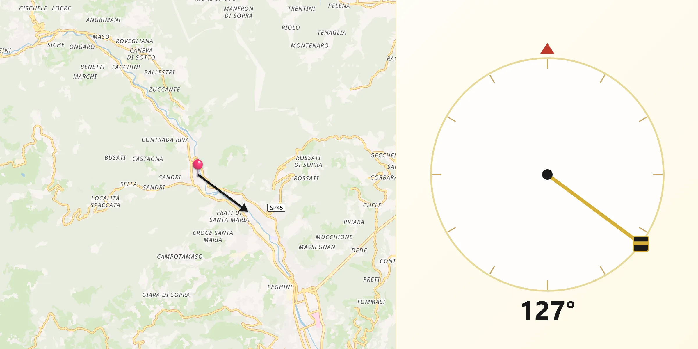 Direzione della Qibla da San Quirico