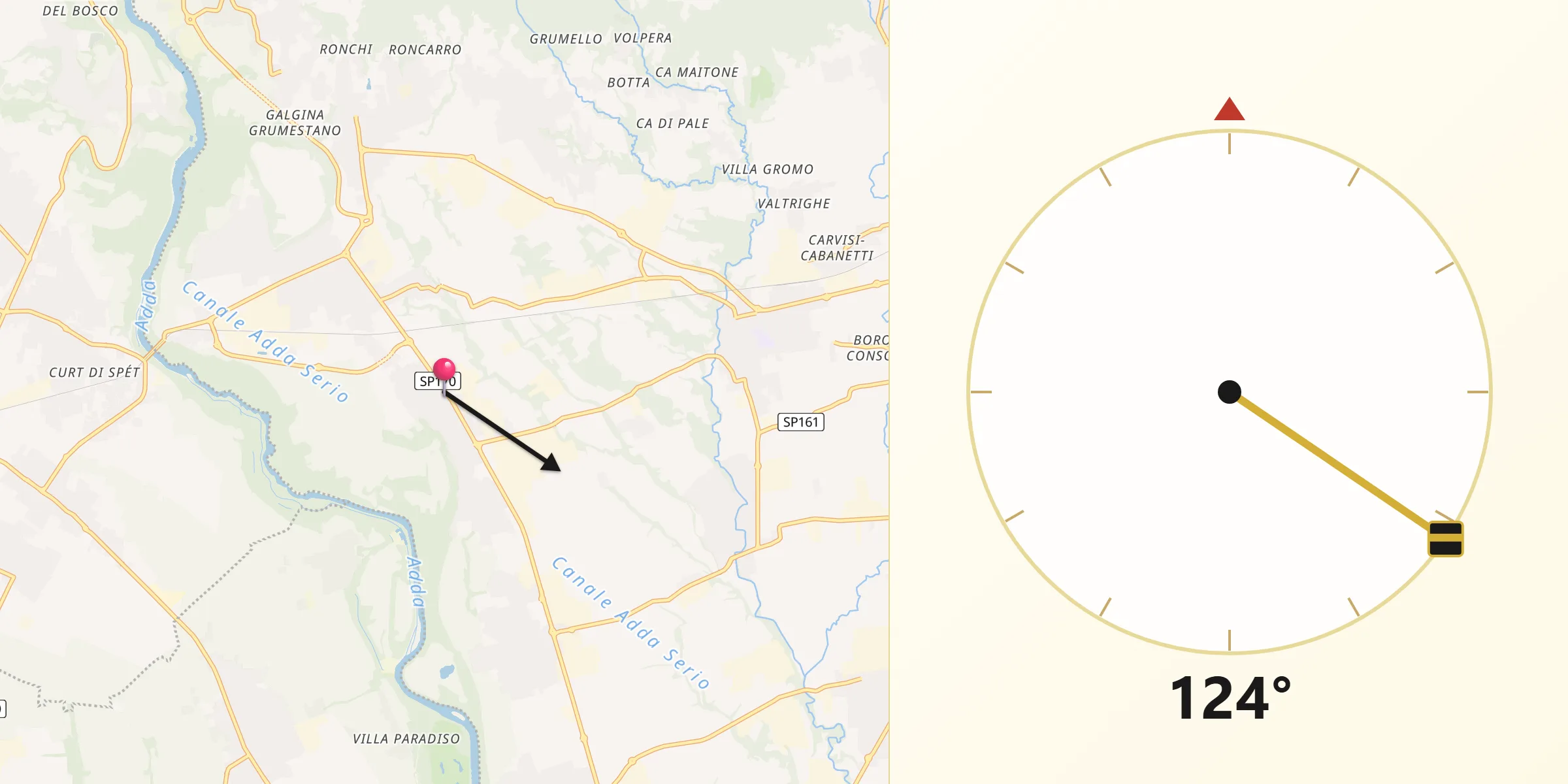 Direzione della Qibla da Solza