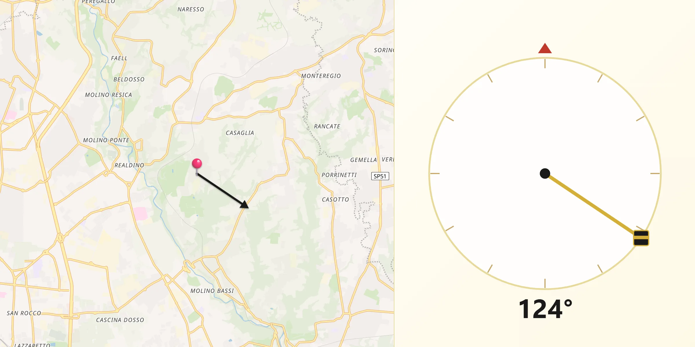 Direzione della Qibla da Calò