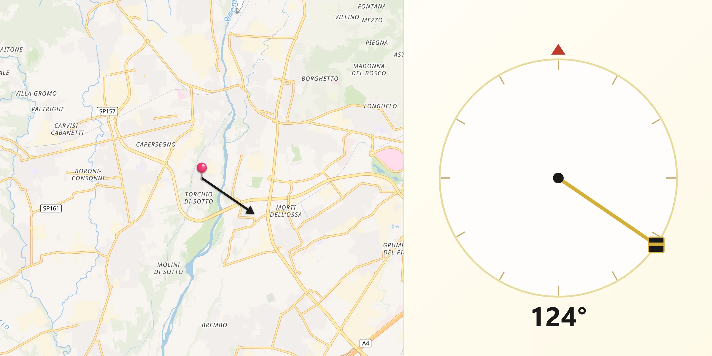 Direzione della Qibla da Ghiaie