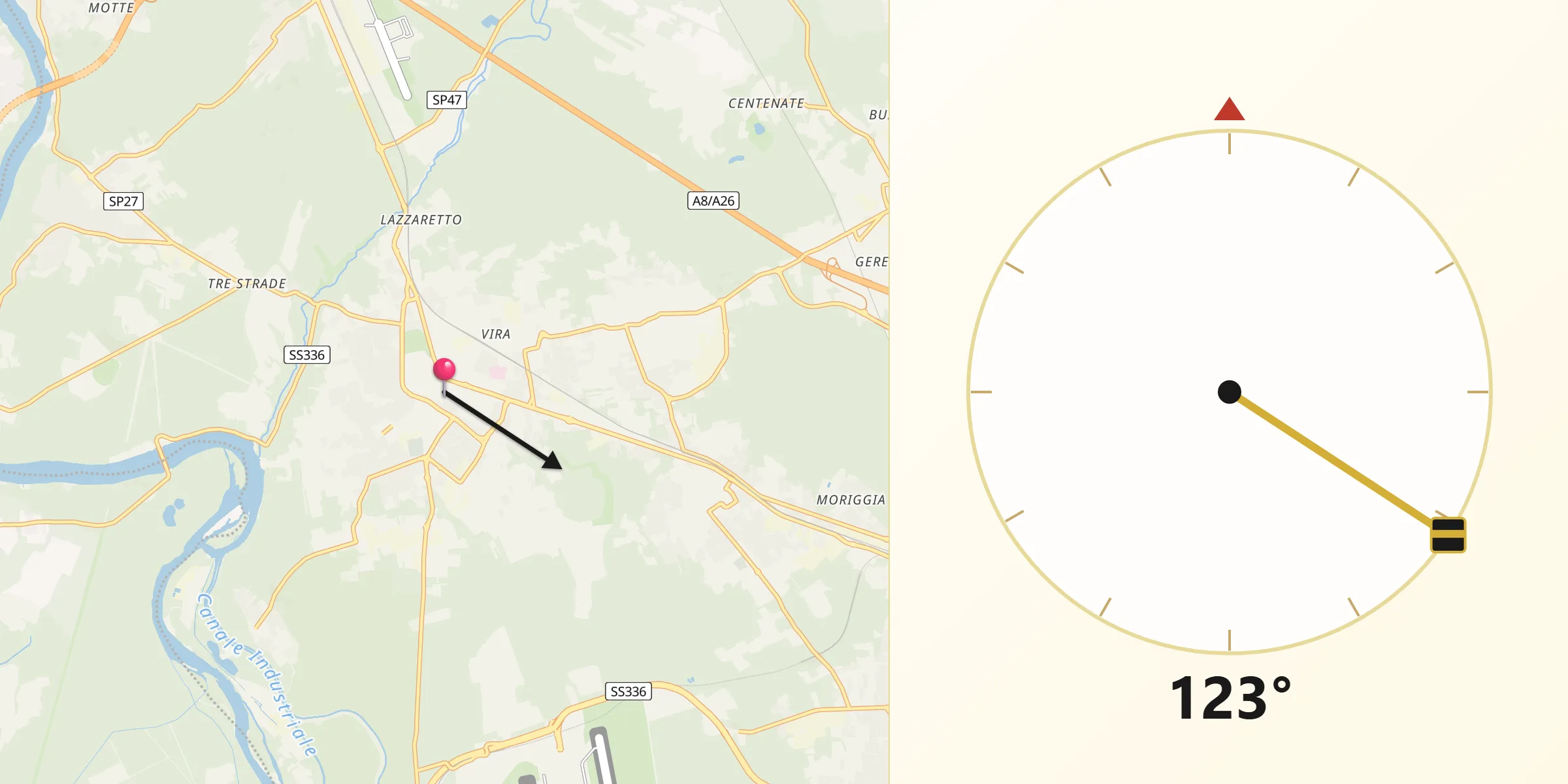 Direzione della Qibla da Somma Lombardo