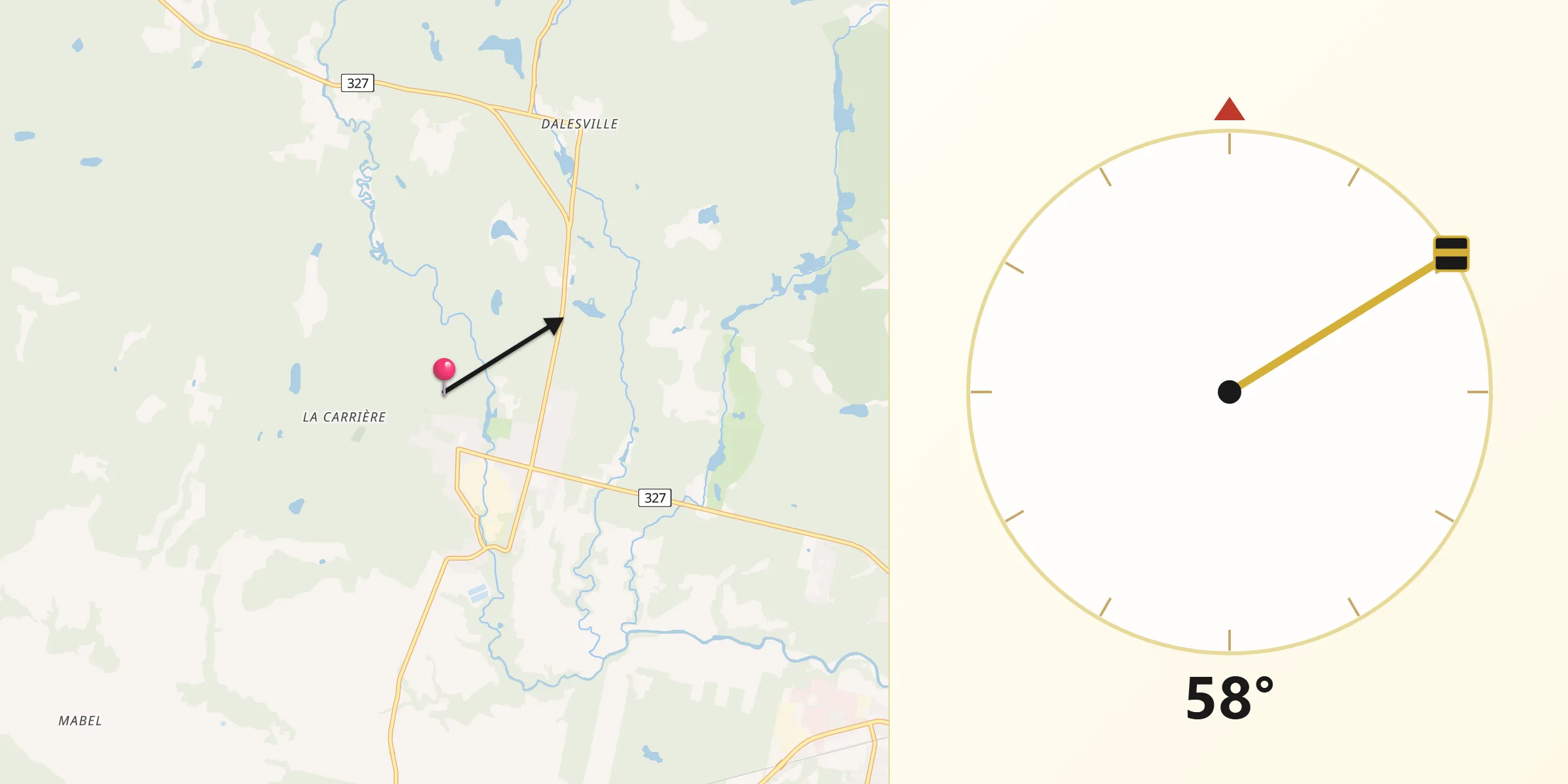 Qibla Direction from Brownsburg-Chatham