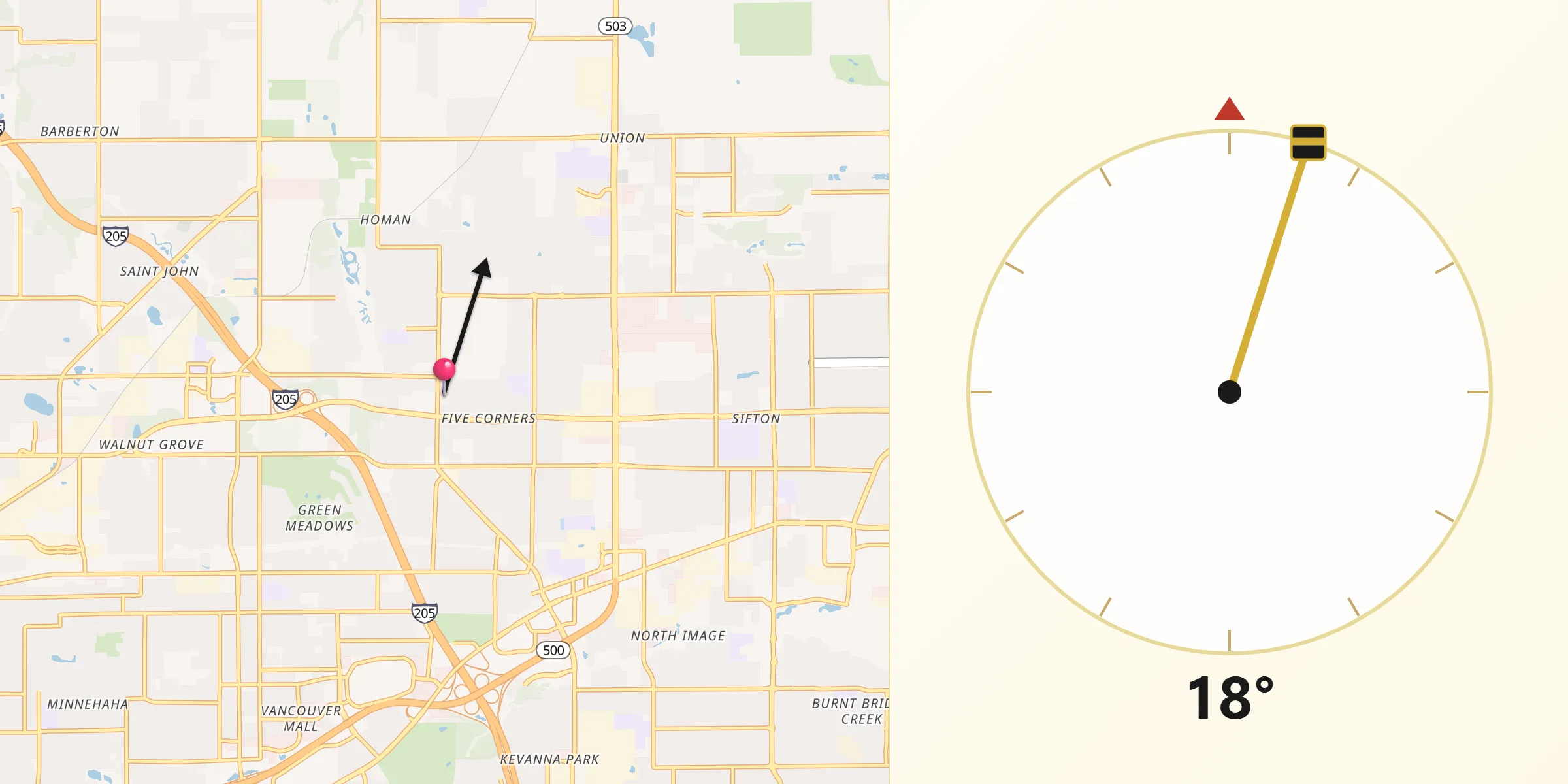 Qibla Direction from Five Corners