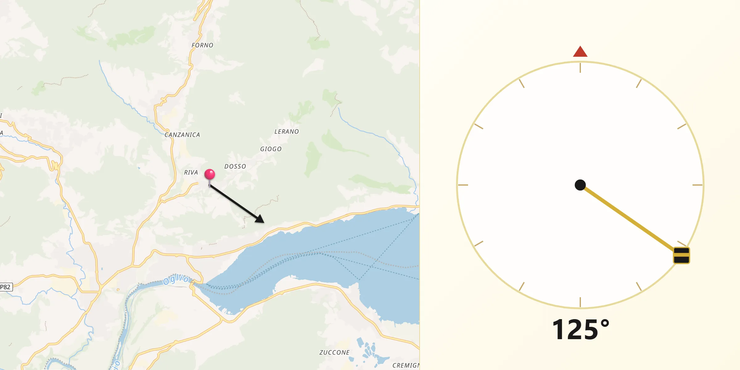 Direzione della Qibla da Viadanica
