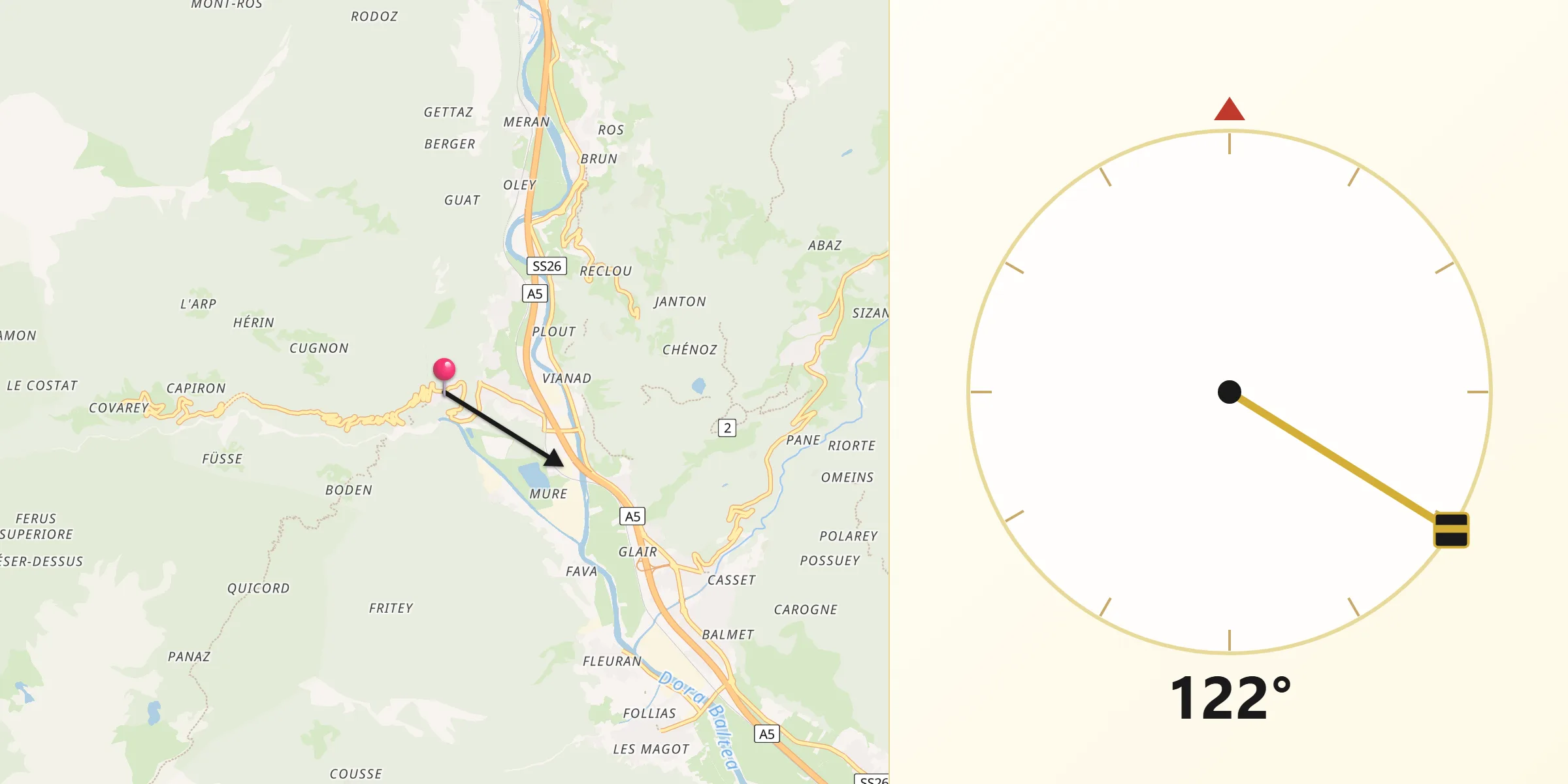 Direzione della Qibla da Champdepraz