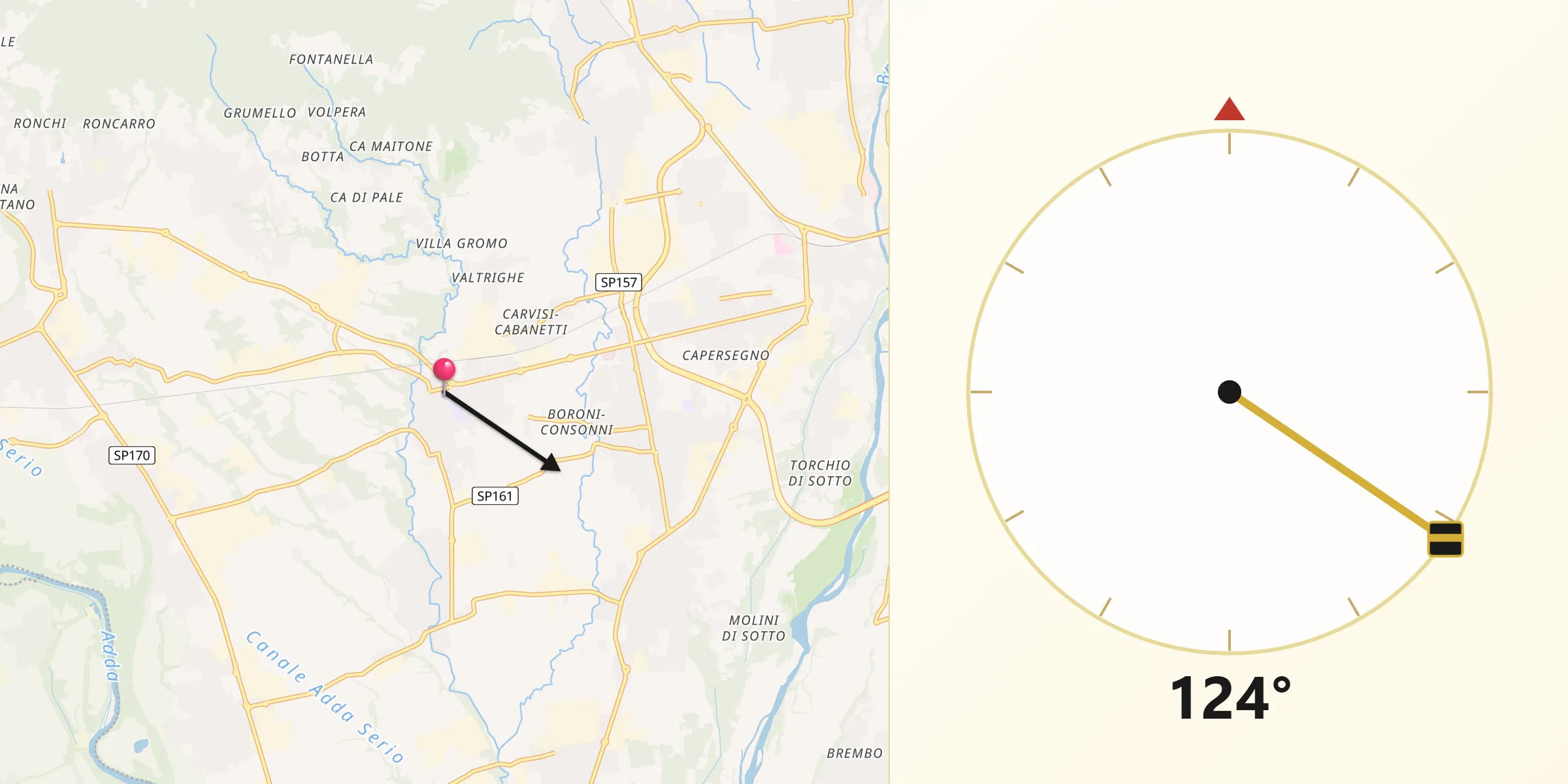Direzione della Qibla da Terno d'Isola