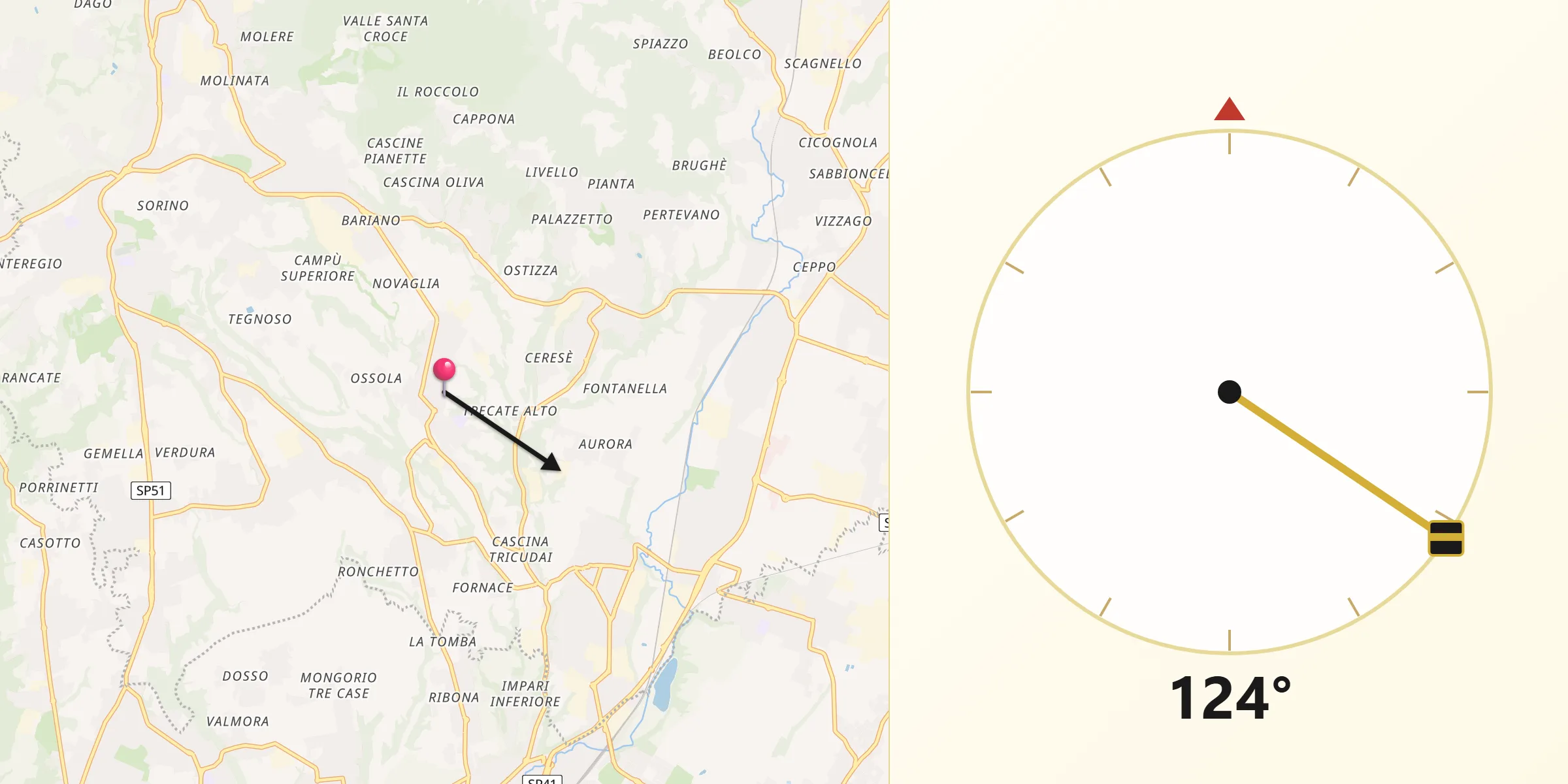 Direzione della Qibla da Maresso
