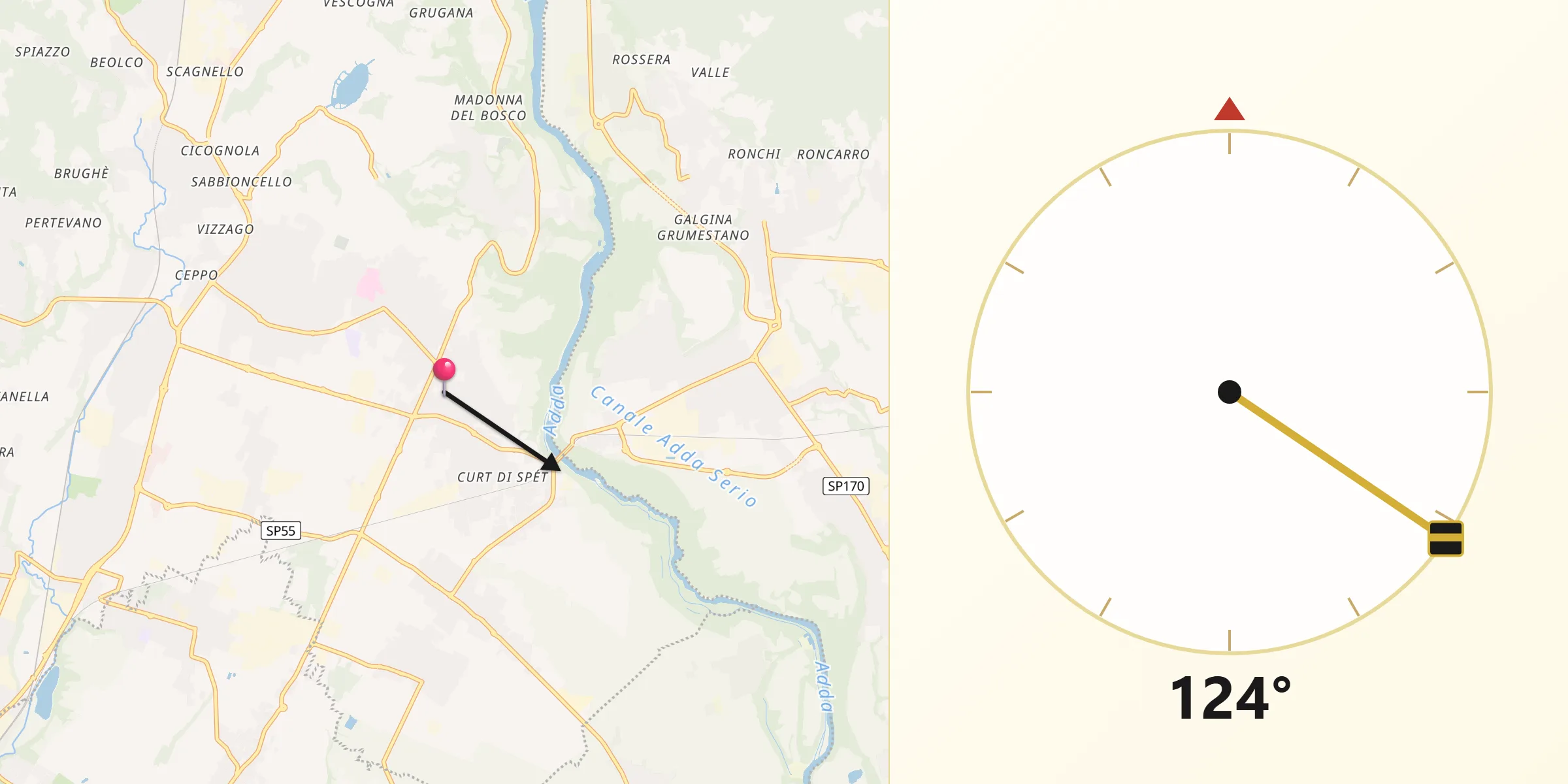 Direzione della Qibla da Robbiate