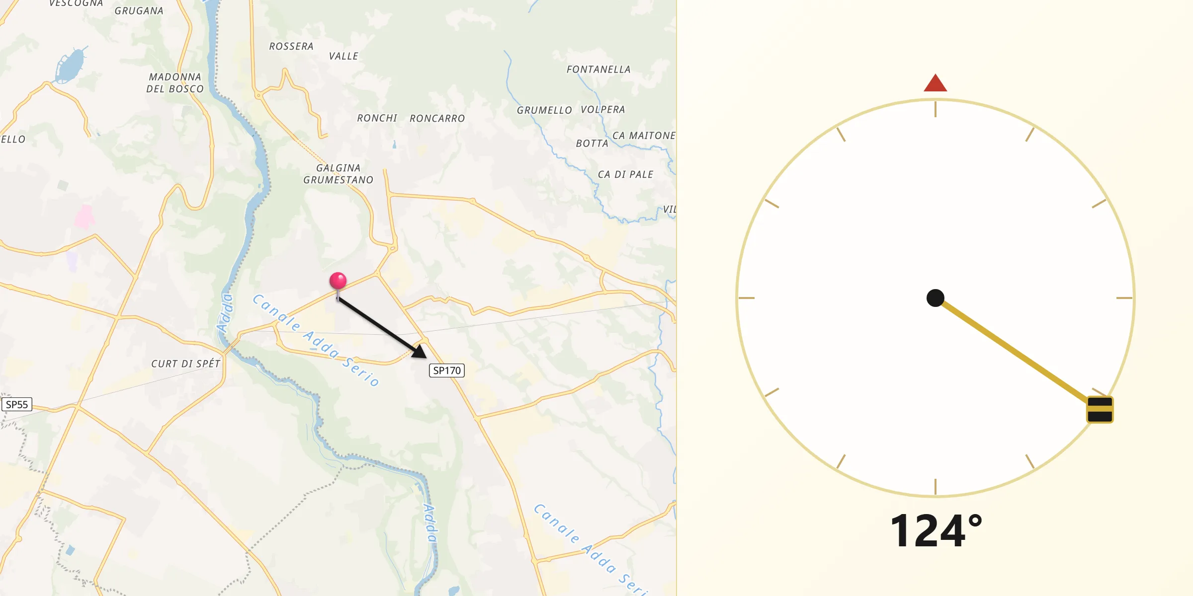 Direzione della Qibla da Calusco d'Adda