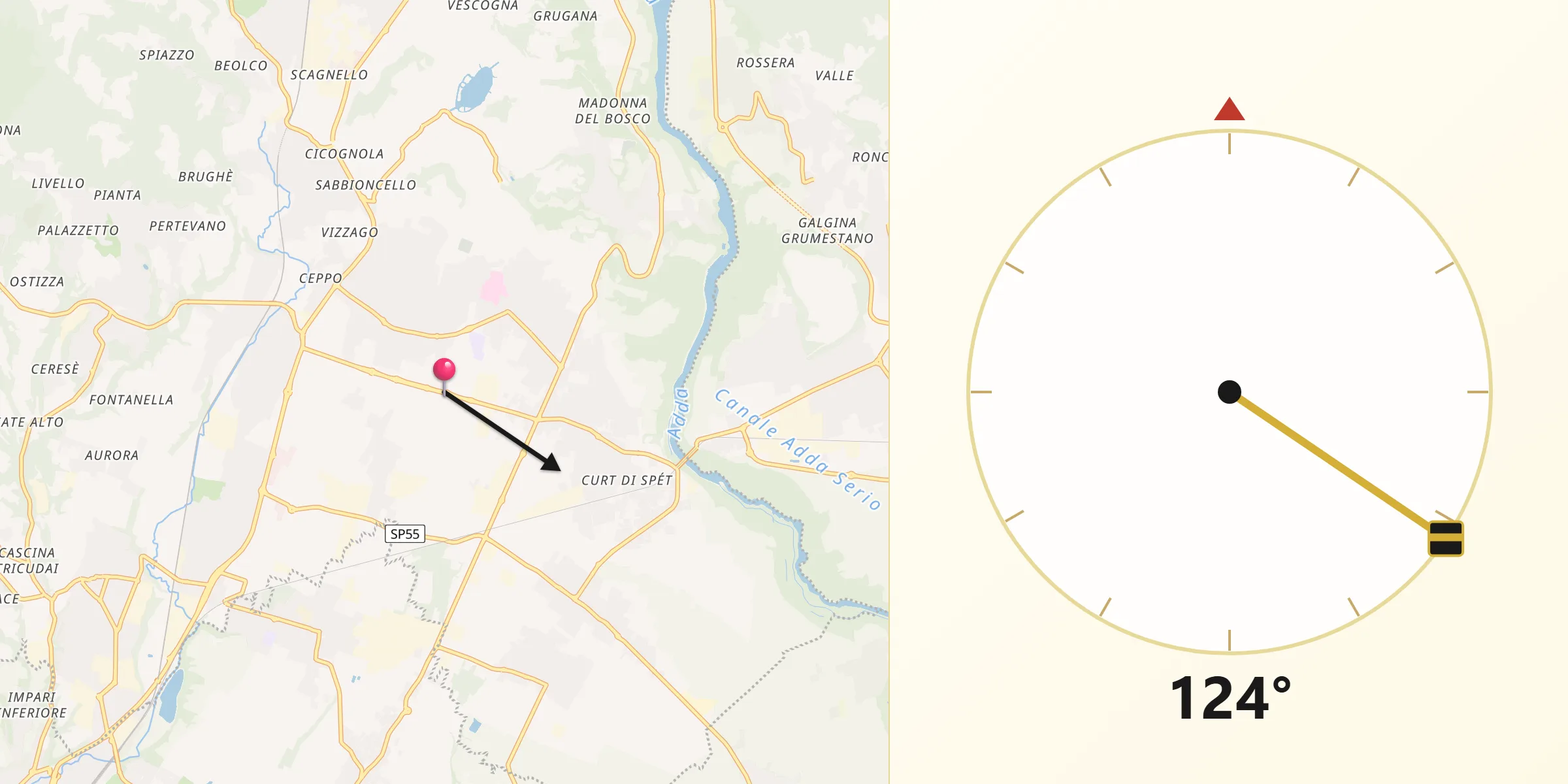 Direzione della Qibla da Merate