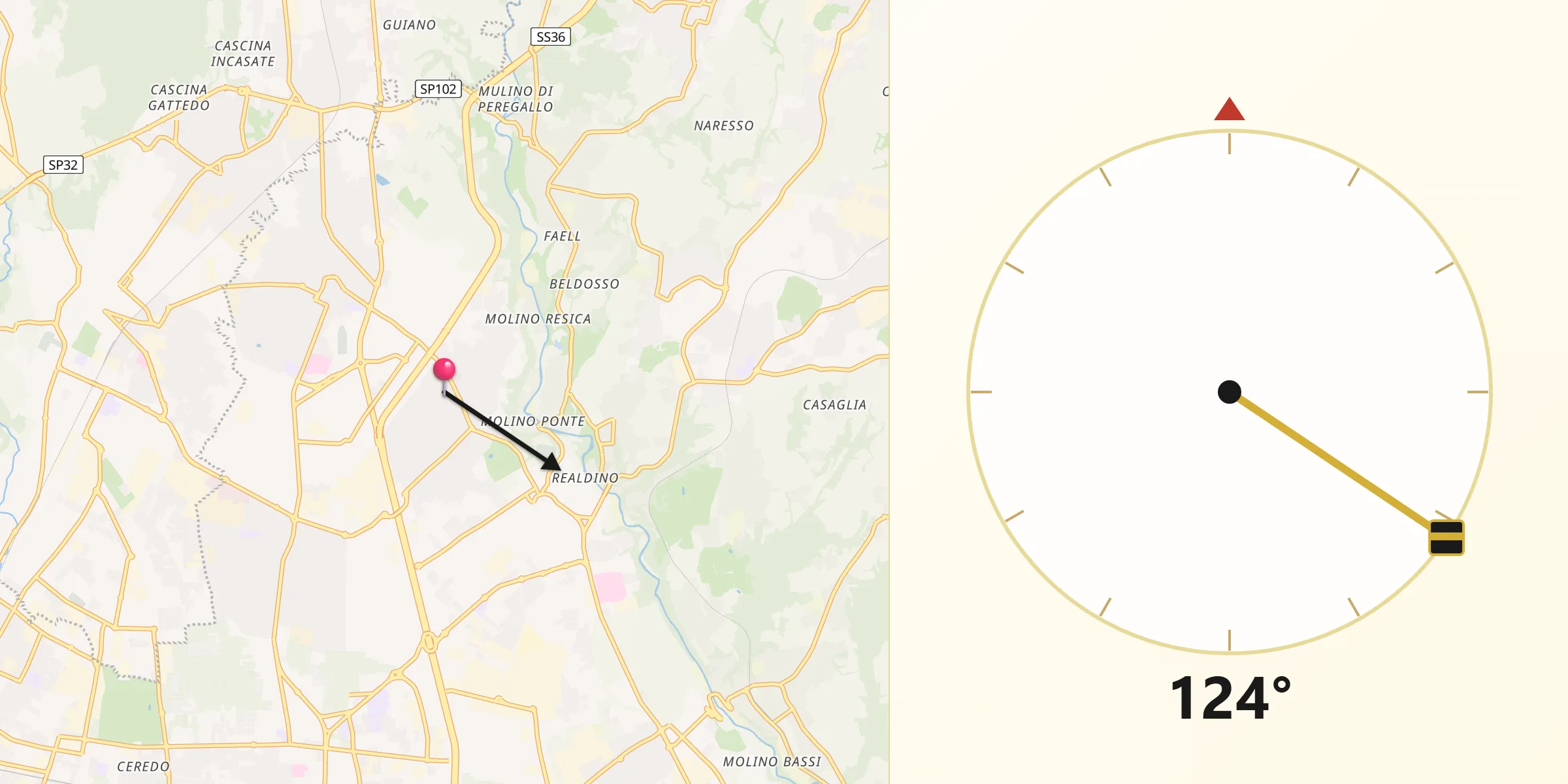 Direzione della Qibla da Verano Brianza