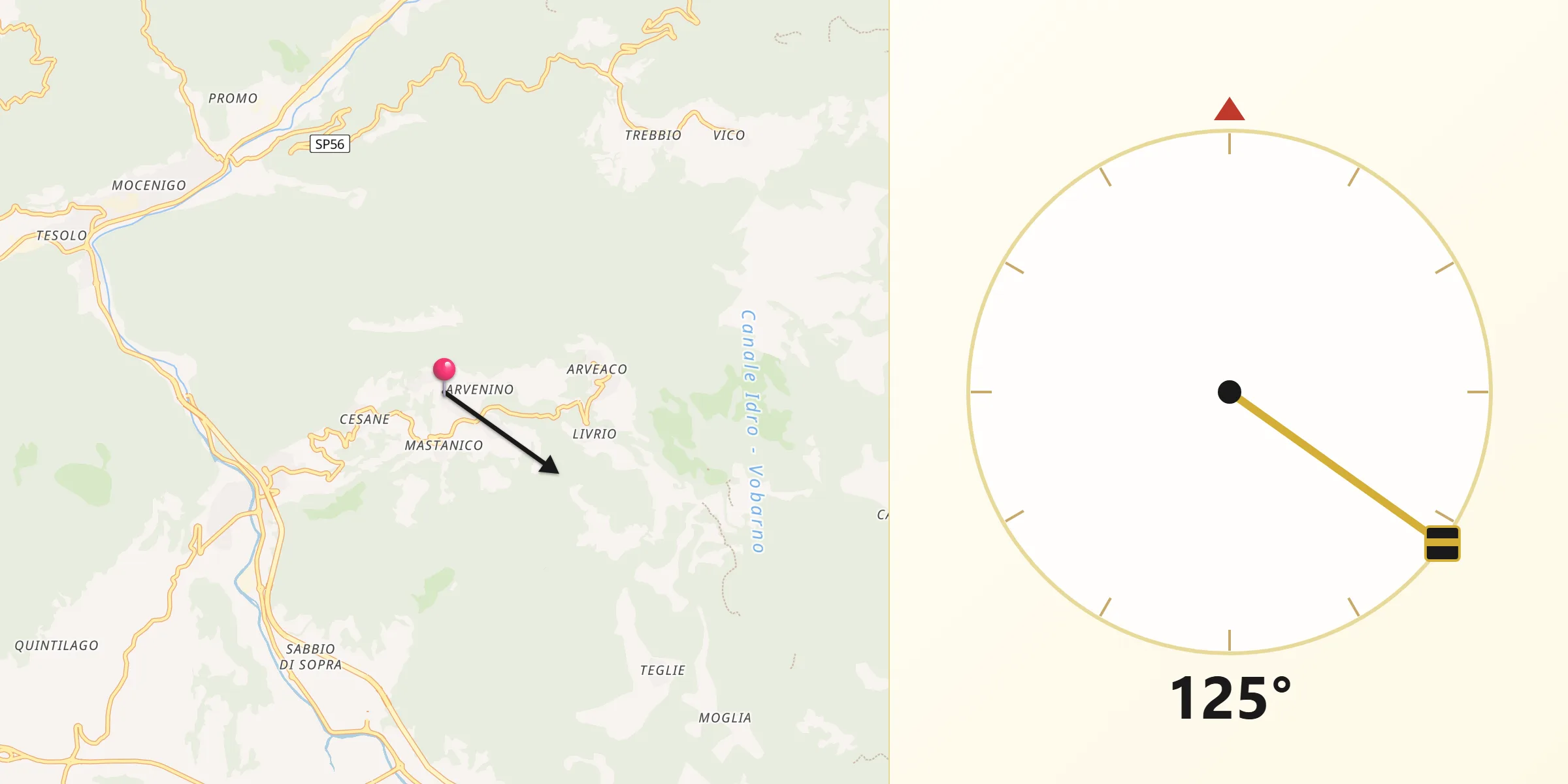 Direzione della Qibla da Provaglio Val Sabbia