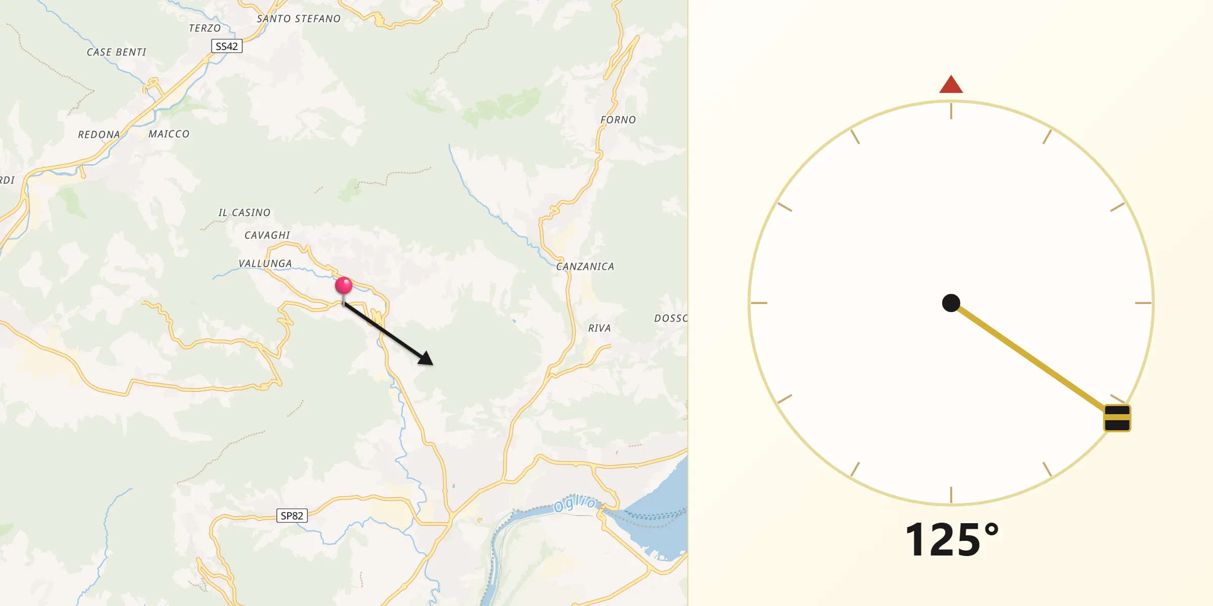 Direzione della Qibla da Chiesa