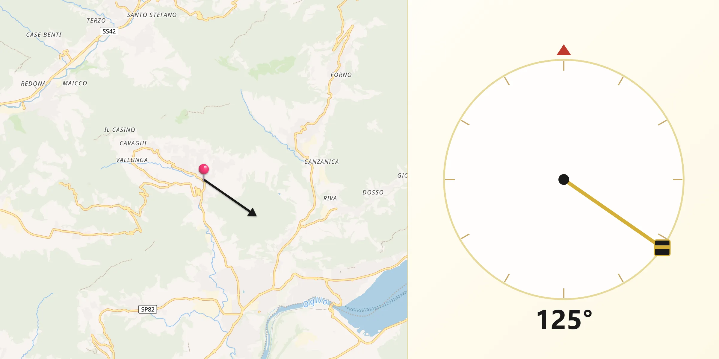 Direzione della Qibla da Foresto Sparso