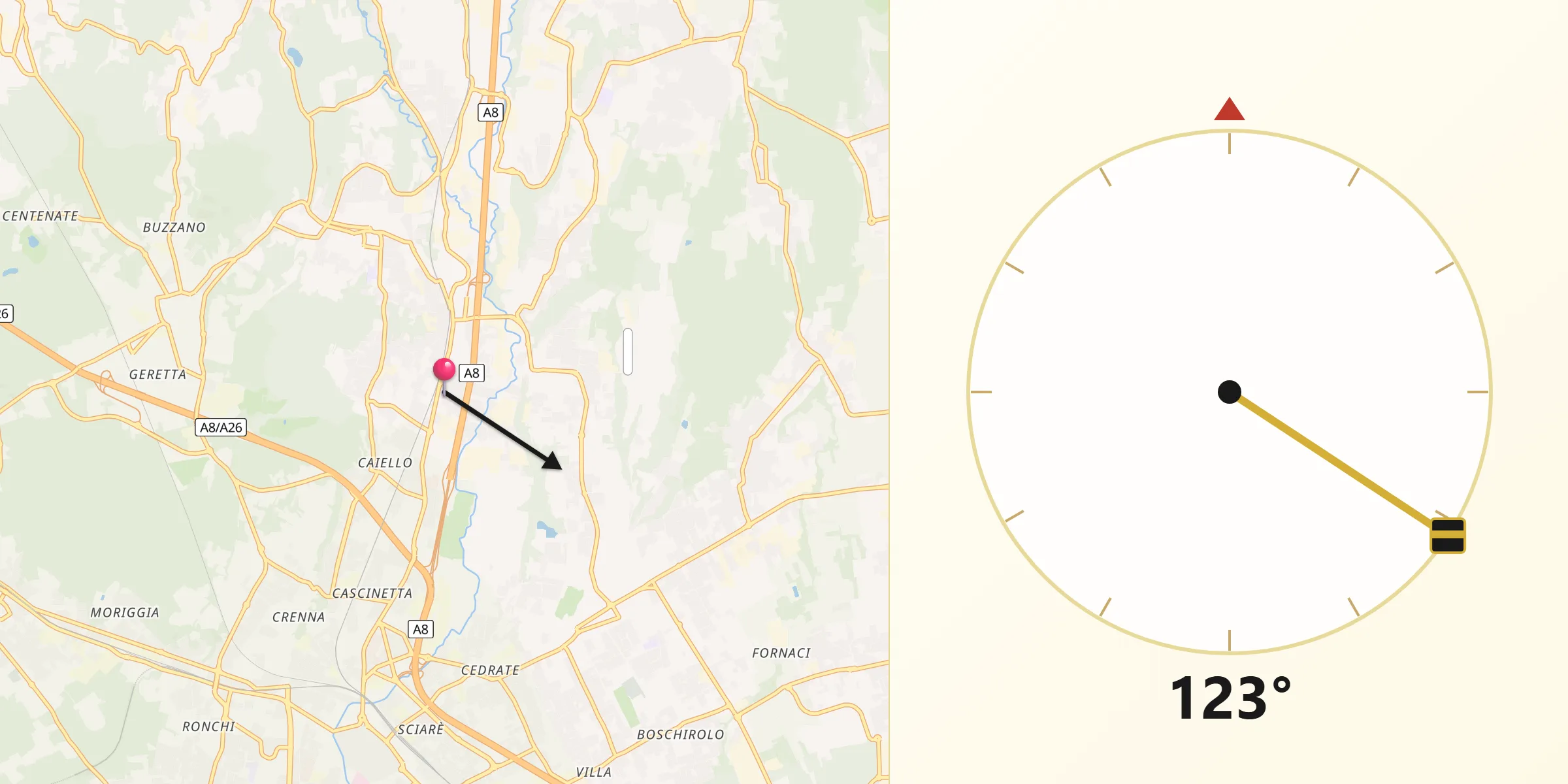 Direzione della Qibla da Cavaria Con Premezzo