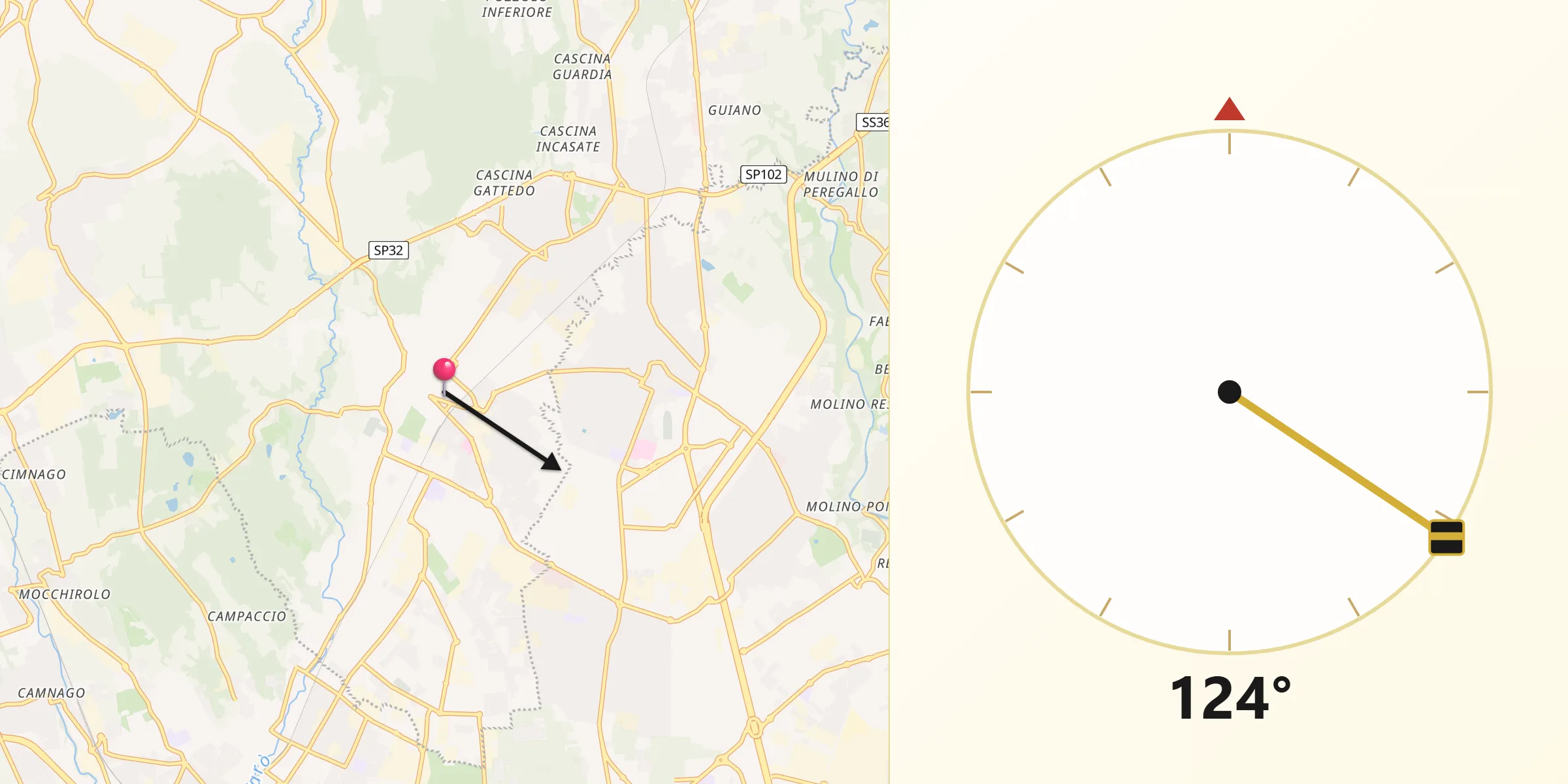 Direzione della Qibla da Mariano Comense