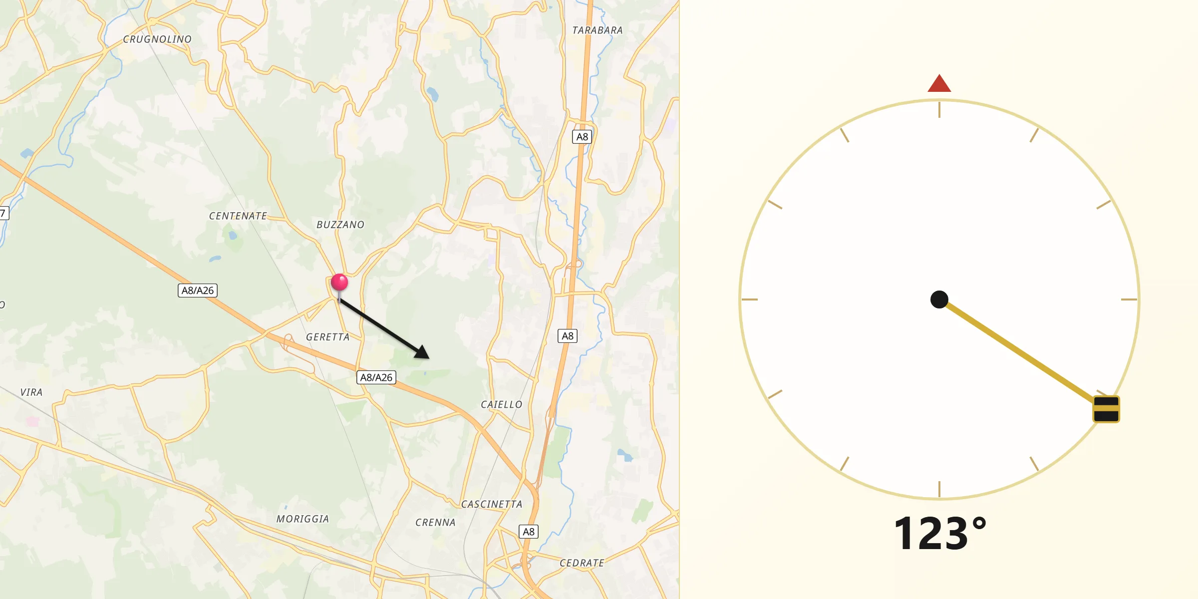 Direzione della Qibla da Besnate