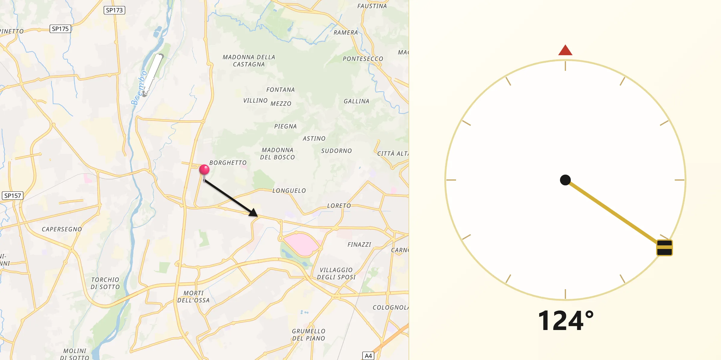 Direzione della Qibla da Mozzo