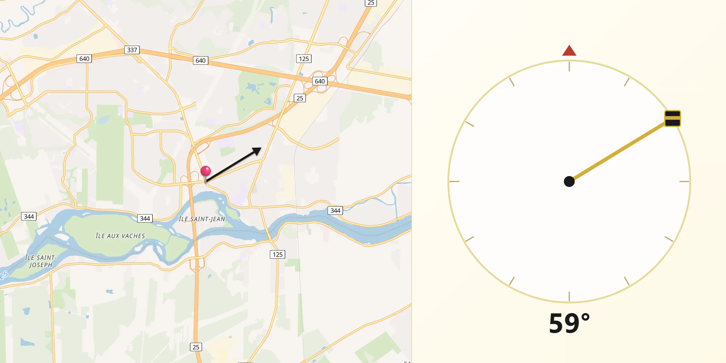 Qibla Direction from Terrebonne