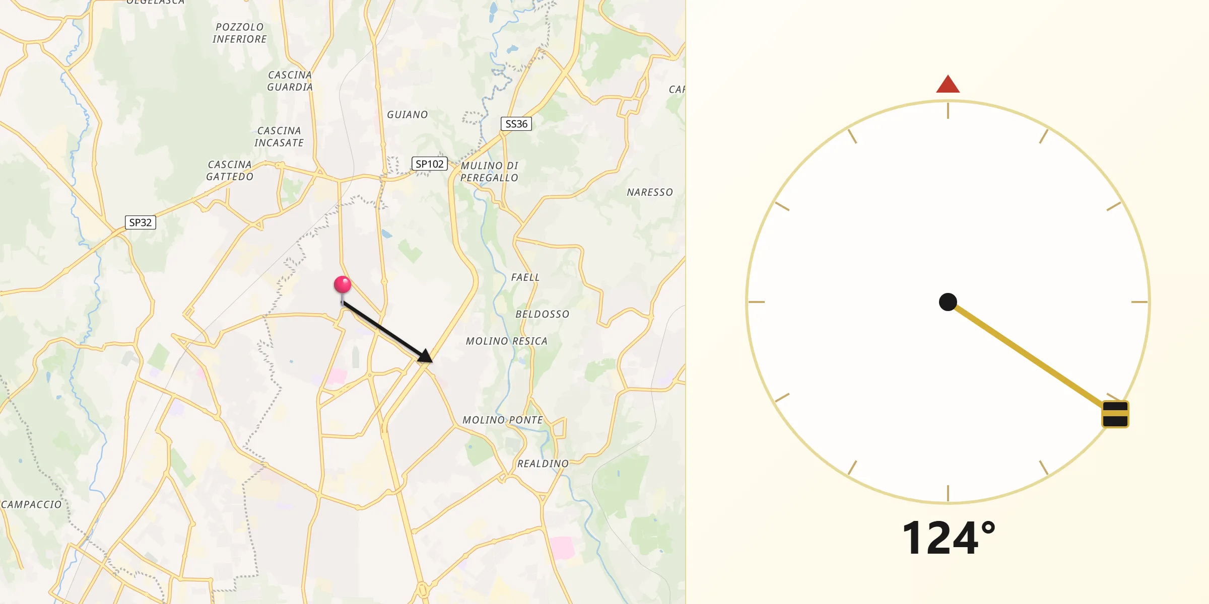 Direzione della Qibla da Giussano