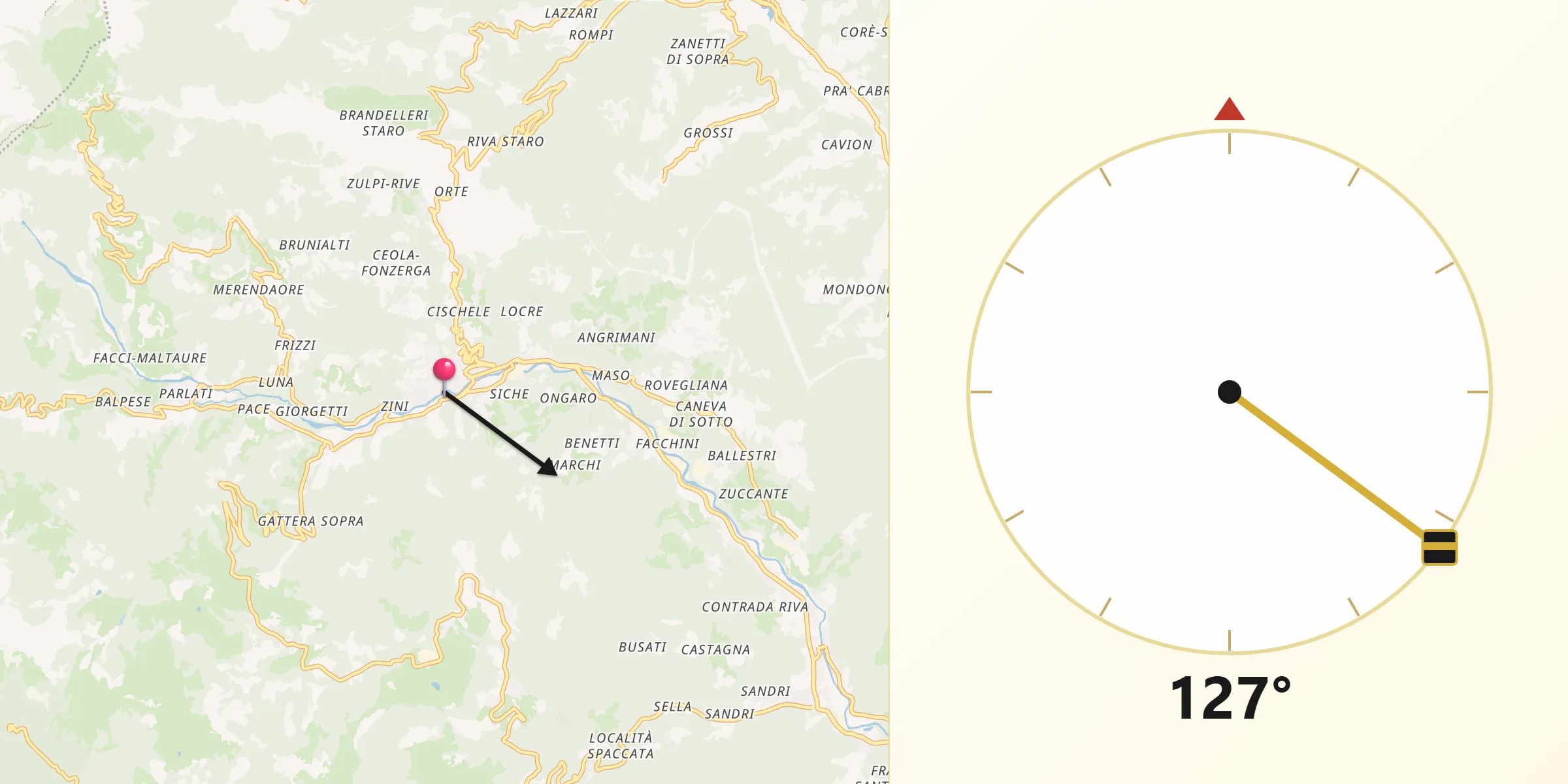Direzione della Qibla da Recoaro Terme