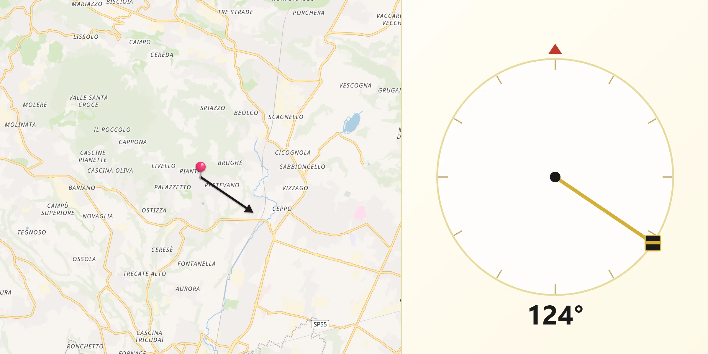 Direzione della Qibla da Montevecchia
