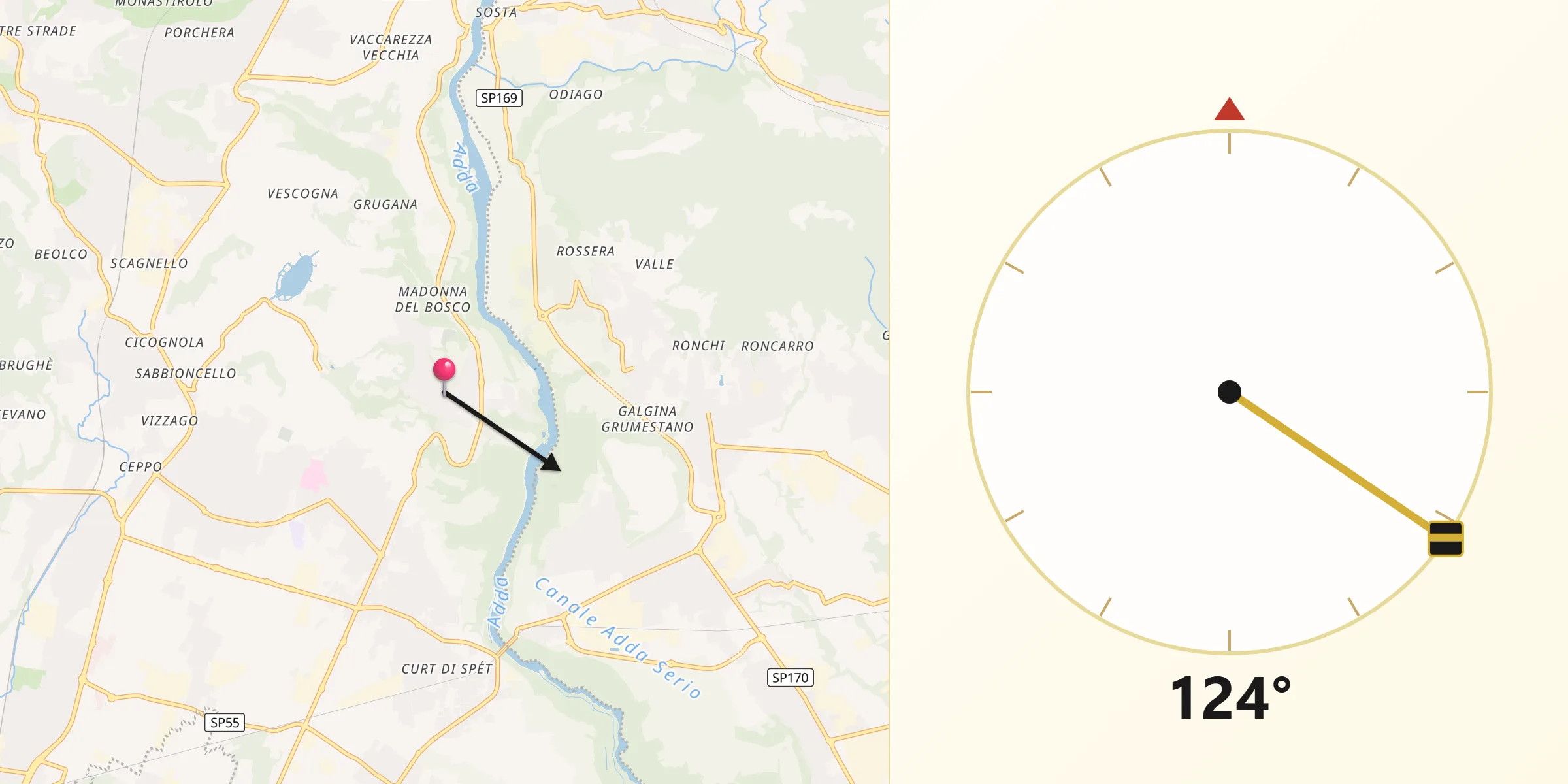 Direzione della Qibla da Imbersago
