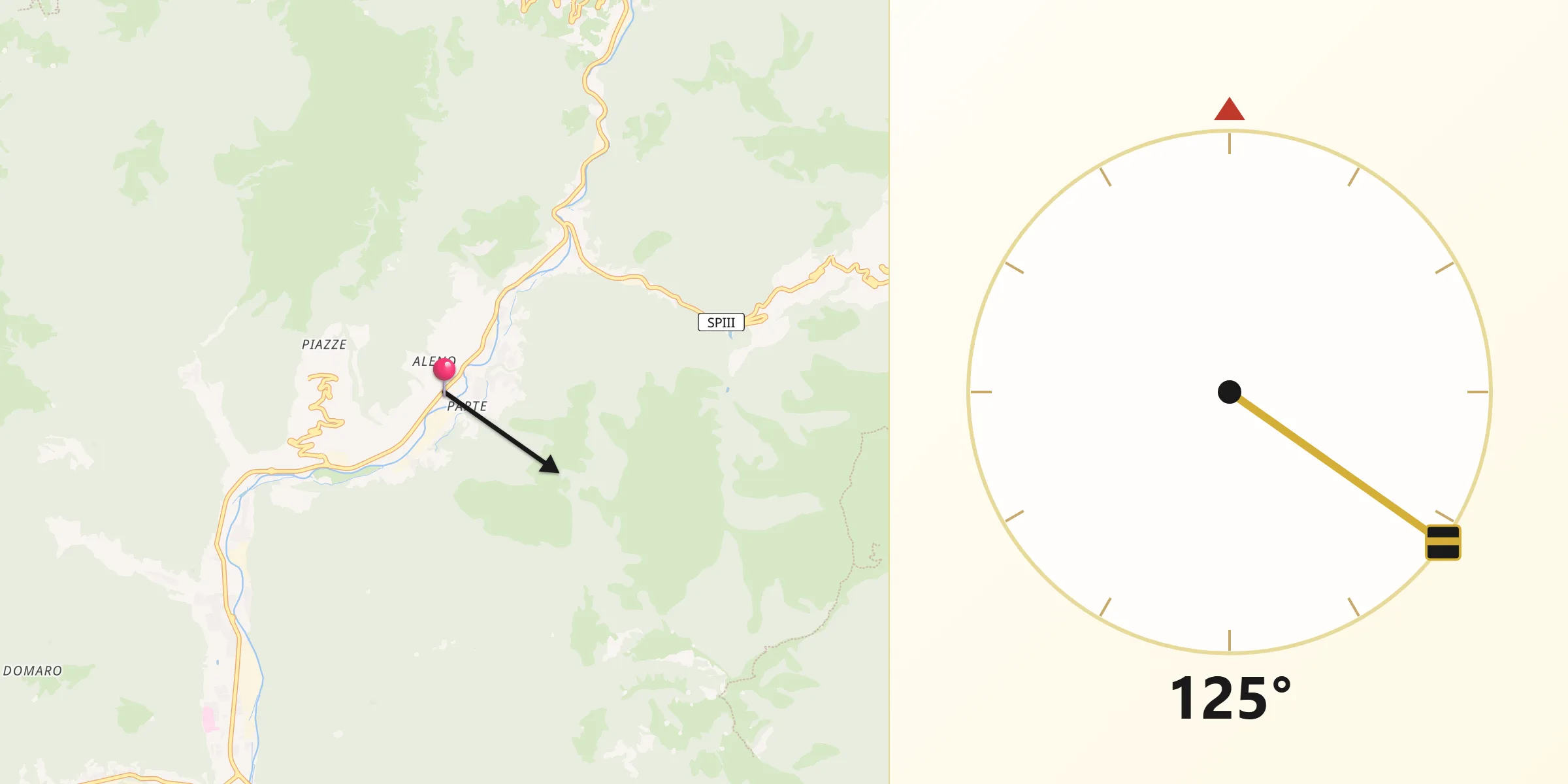 Direzione della Qibla da Marcheno