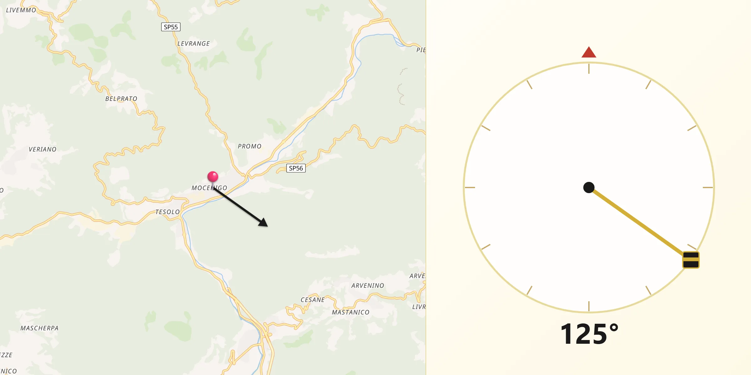 Direzione della Qibla da Vestone