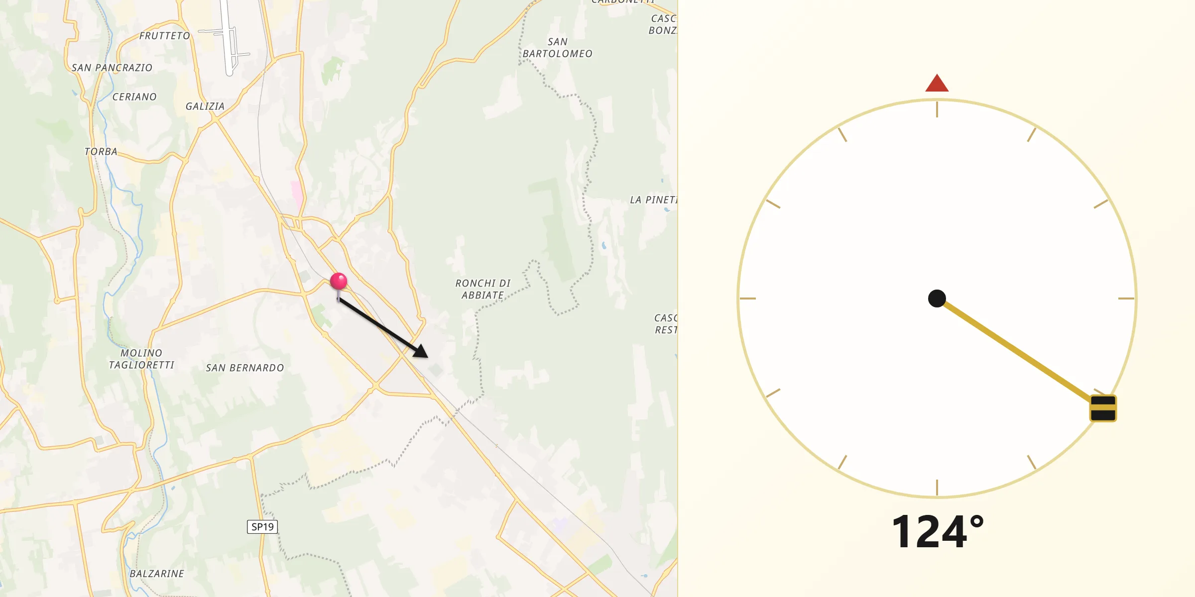 Direzione della Qibla da Tradate