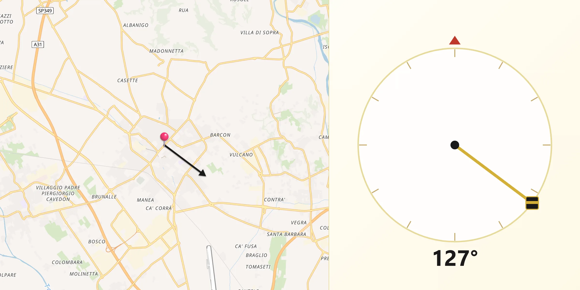 Direzione della Qibla da Thiene