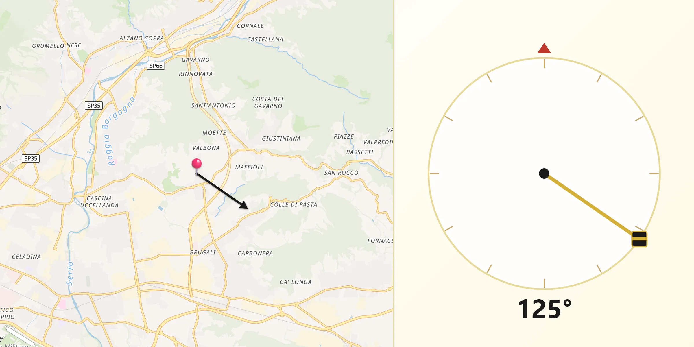 Direzione della Qibla da Negrone