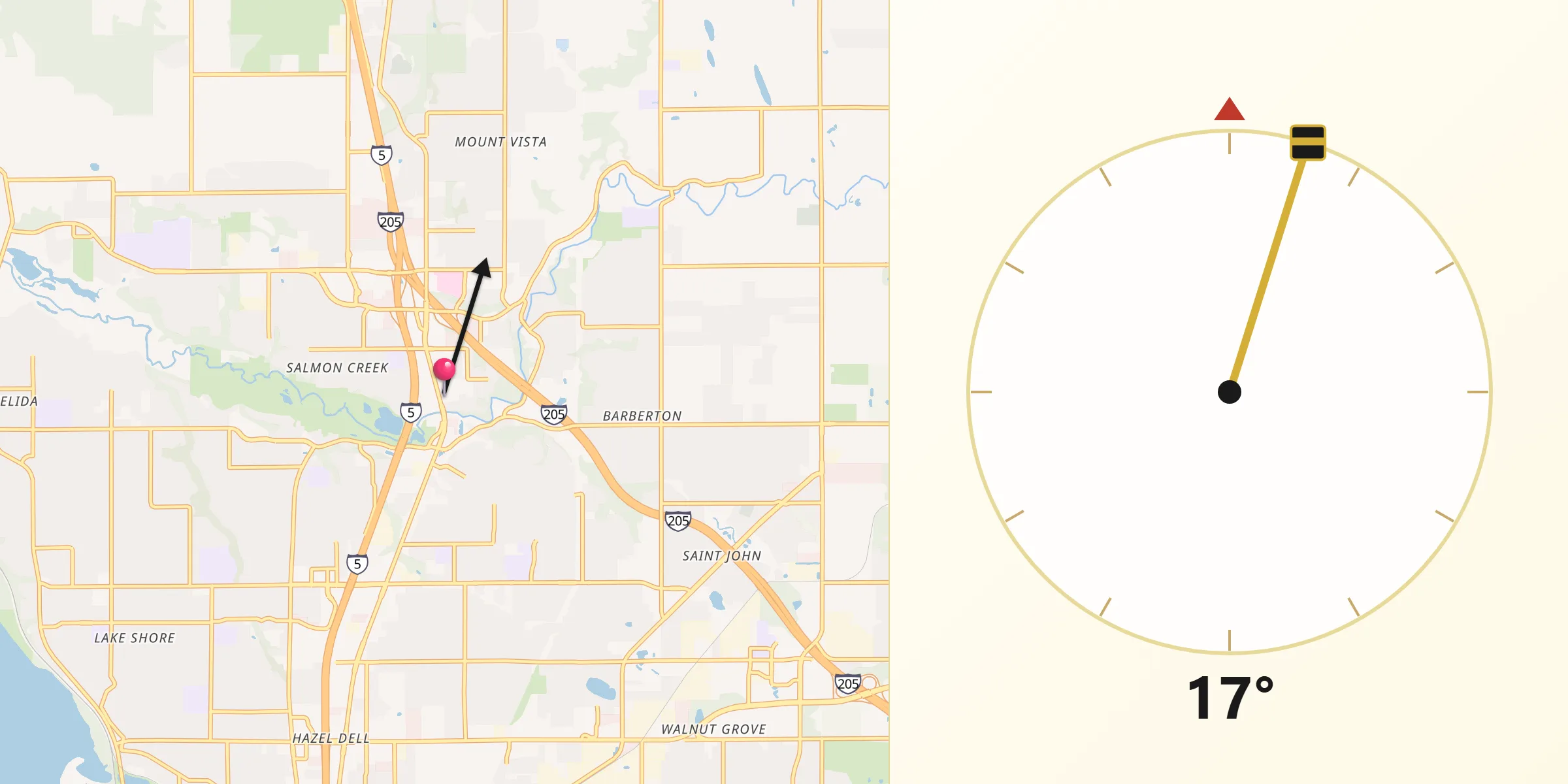 Qibla Direction from Salmon Creek