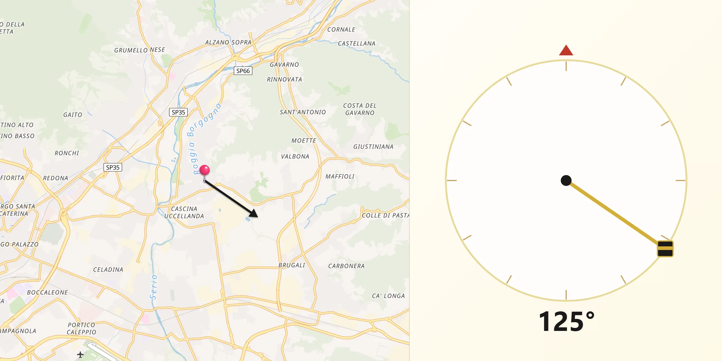 Direzione della Qibla da Scanzorosciate