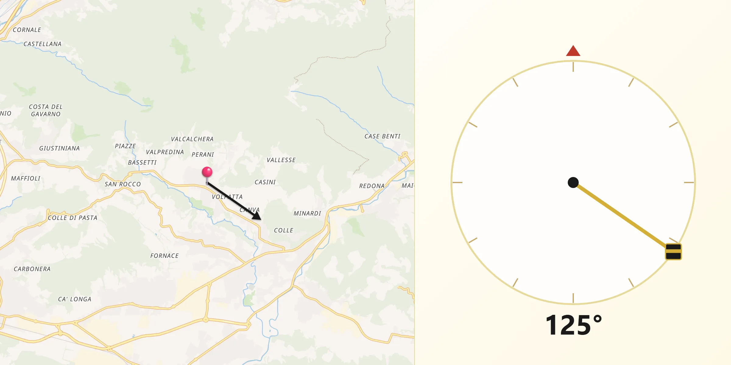Direzione della Qibla da Casco