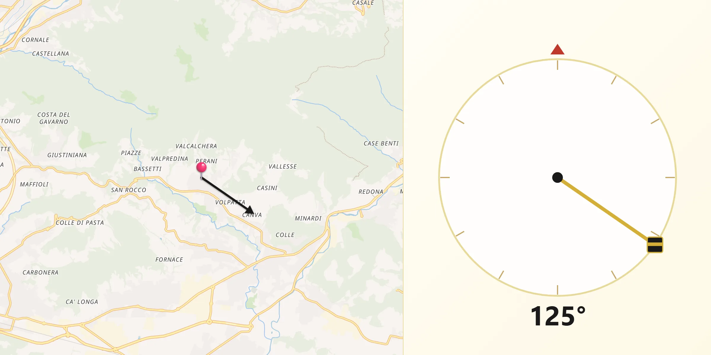 Direzione della Qibla da Cenate Sopra