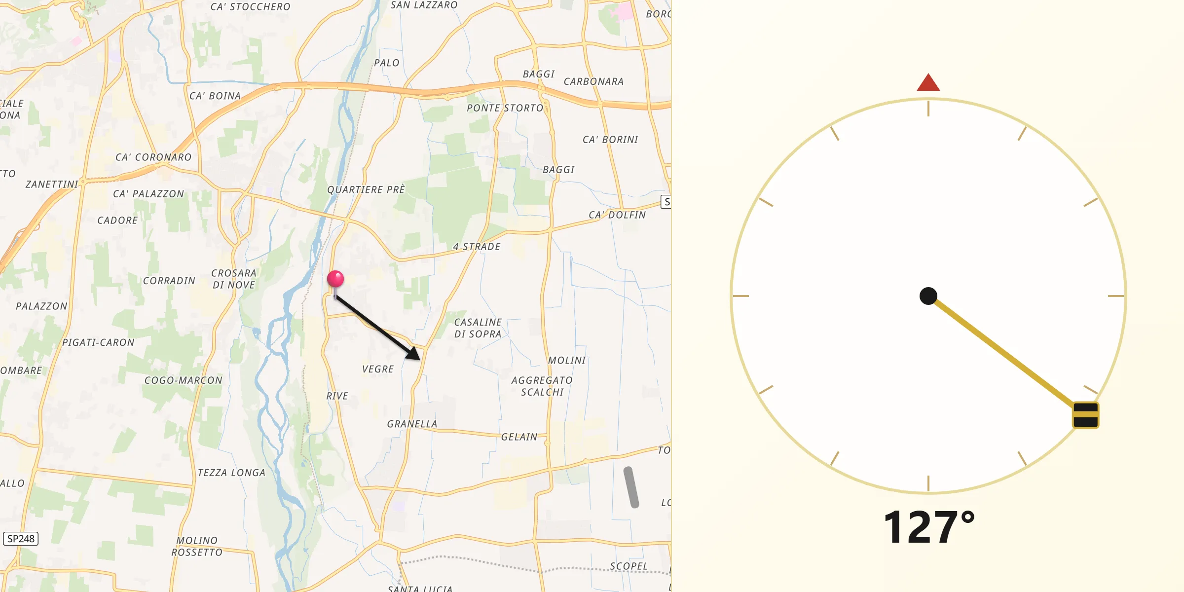 Direzione della Qibla da Cartigliano