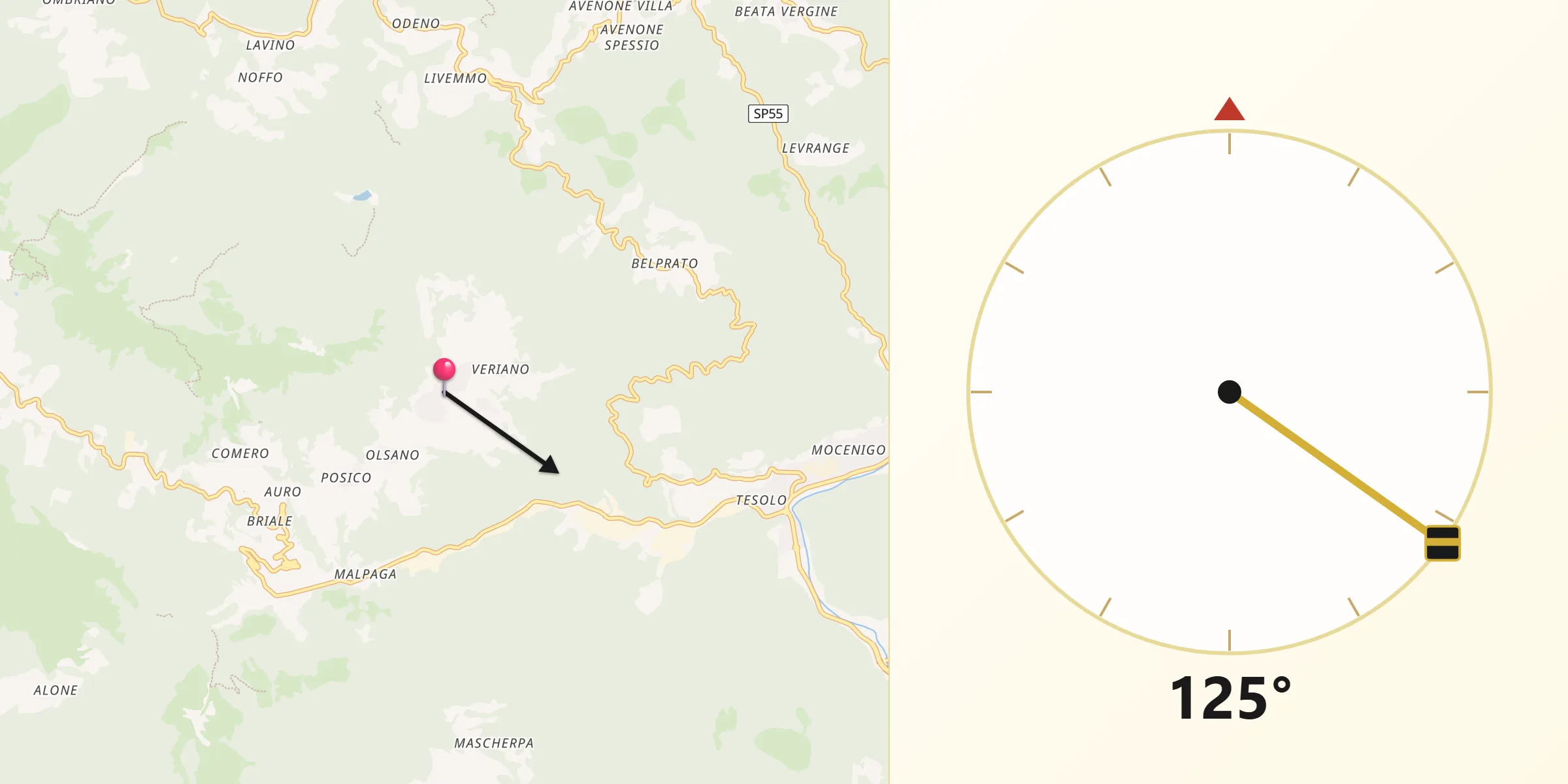 Direzione della Qibla da Mura