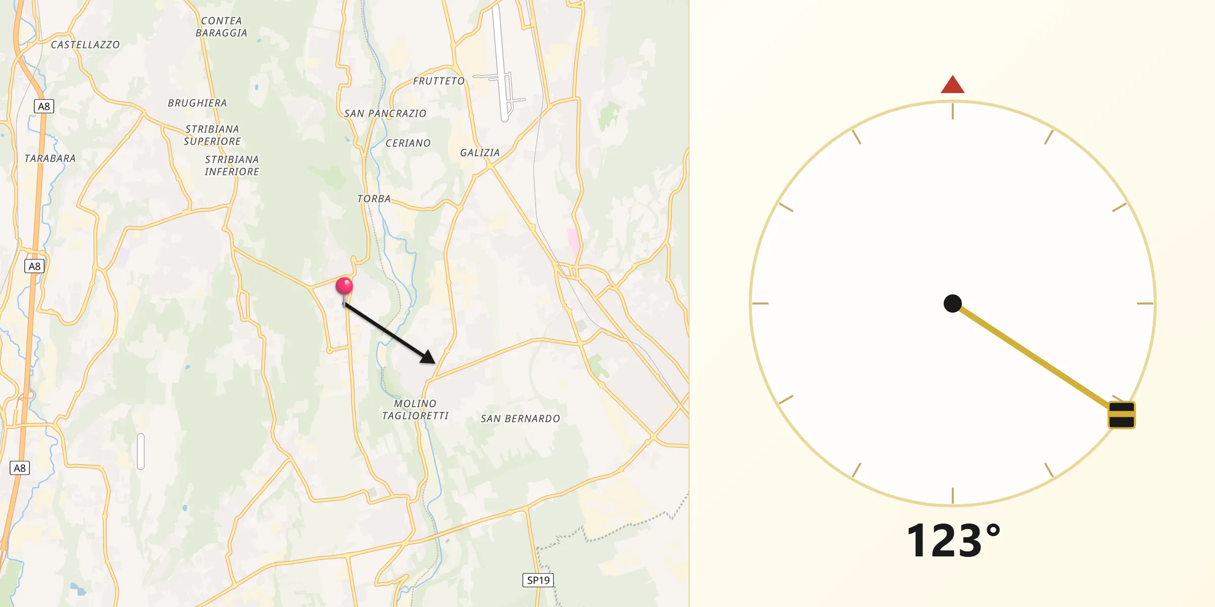 Direzione della Qibla da Castelseprio