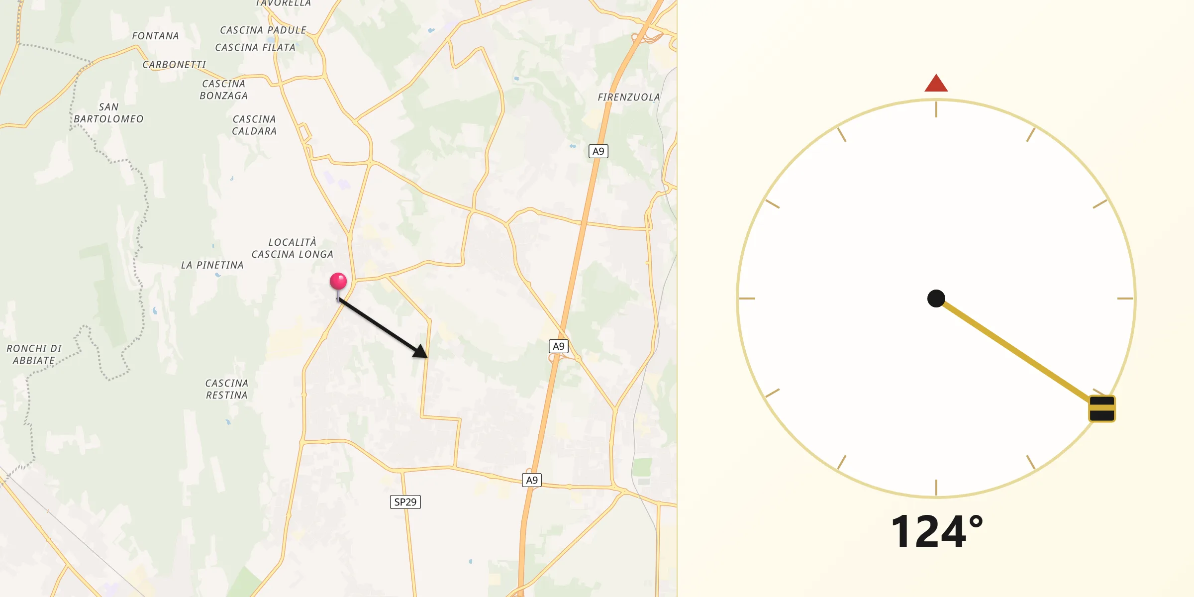 Direzione della Qibla da Veniano