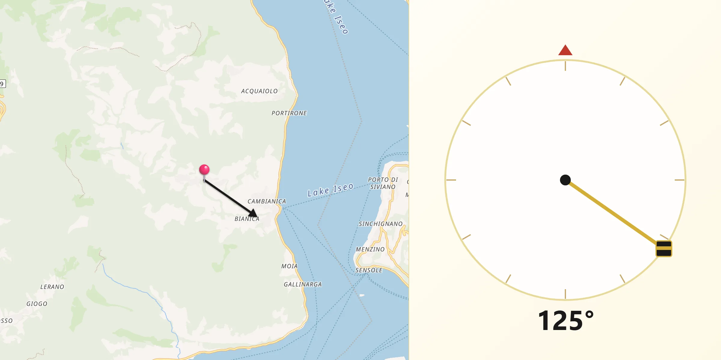 Direzione della Qibla da Vigolo