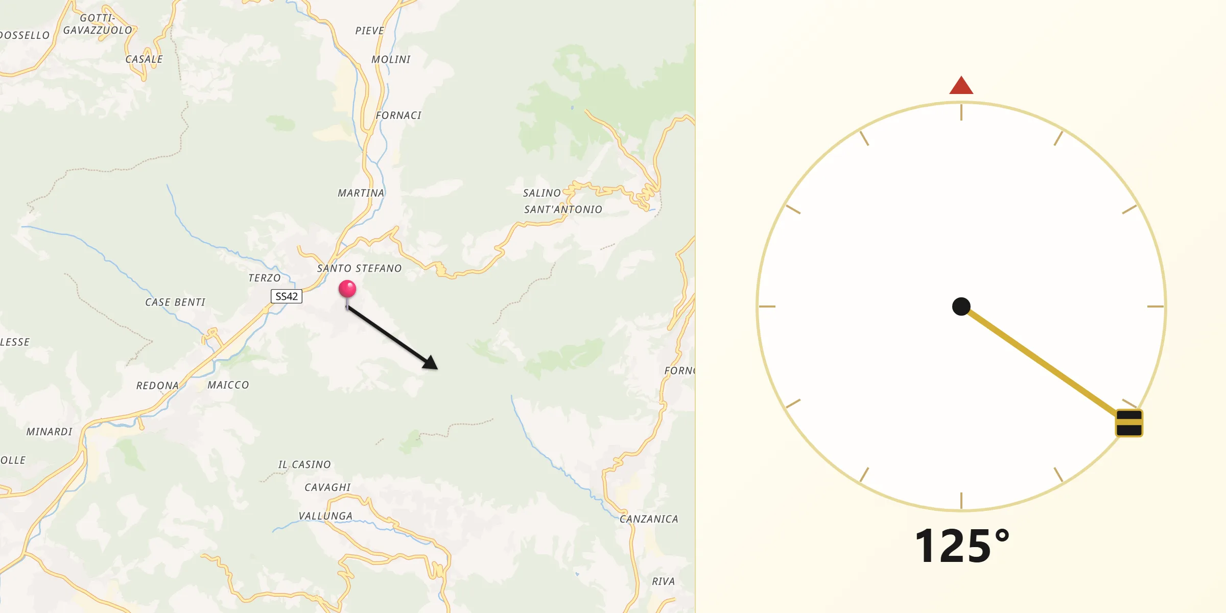 Direzione della Qibla da Berzo San Fermo