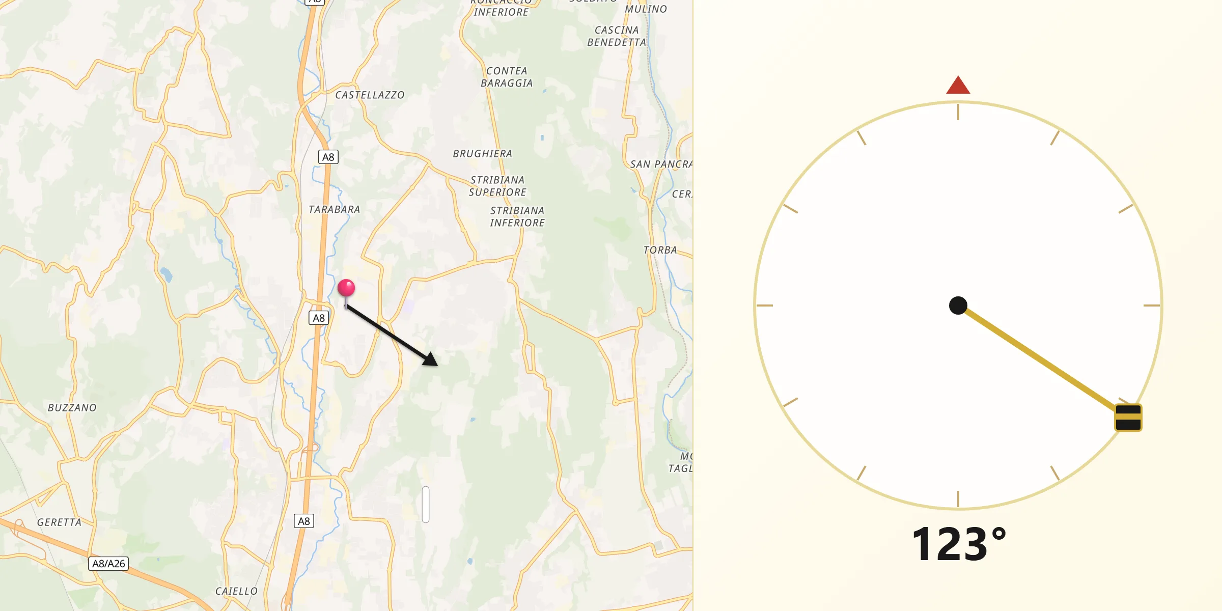 Direzione della Qibla da Solbiate Arno
